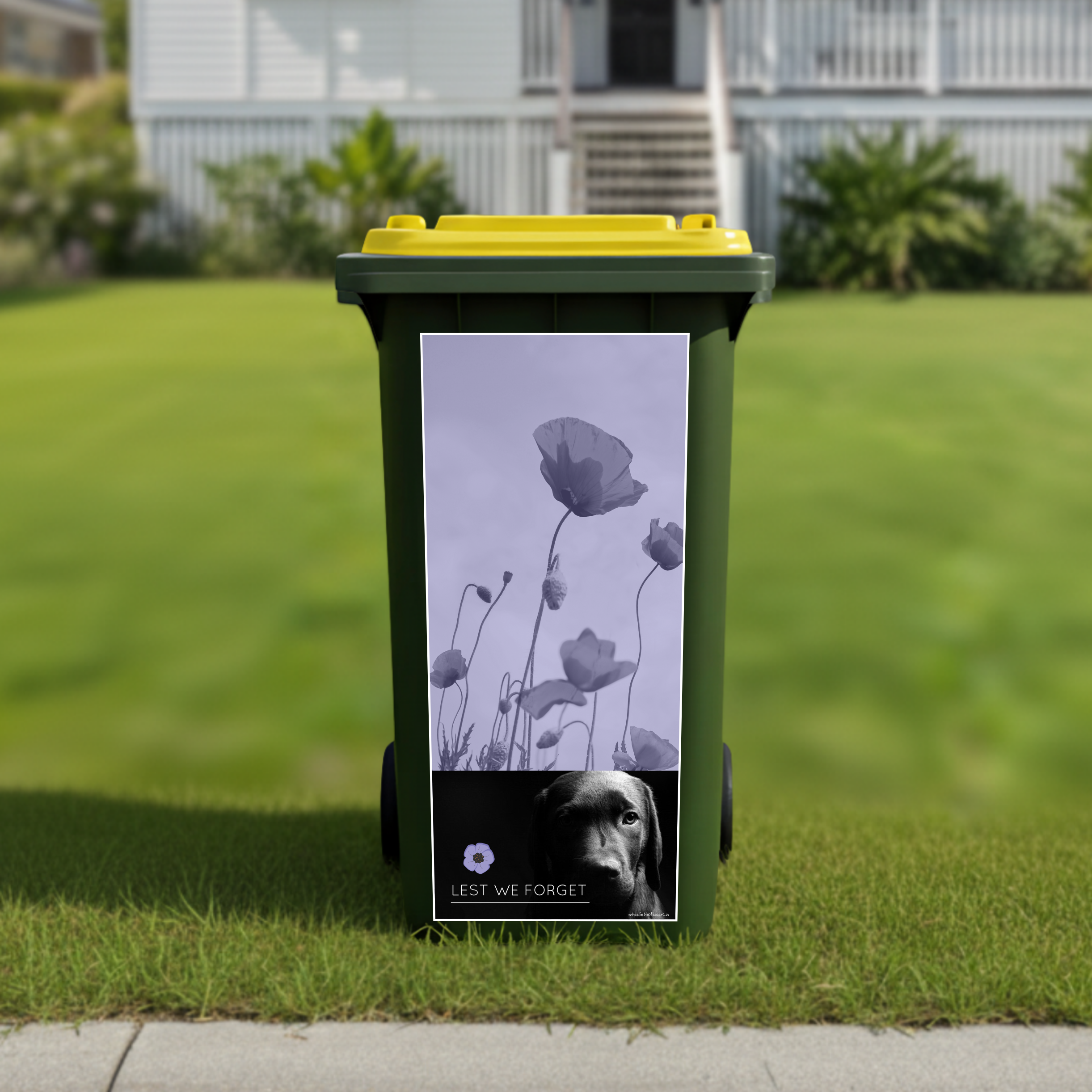 Soldier dog lest we forget wheelie bin sticker