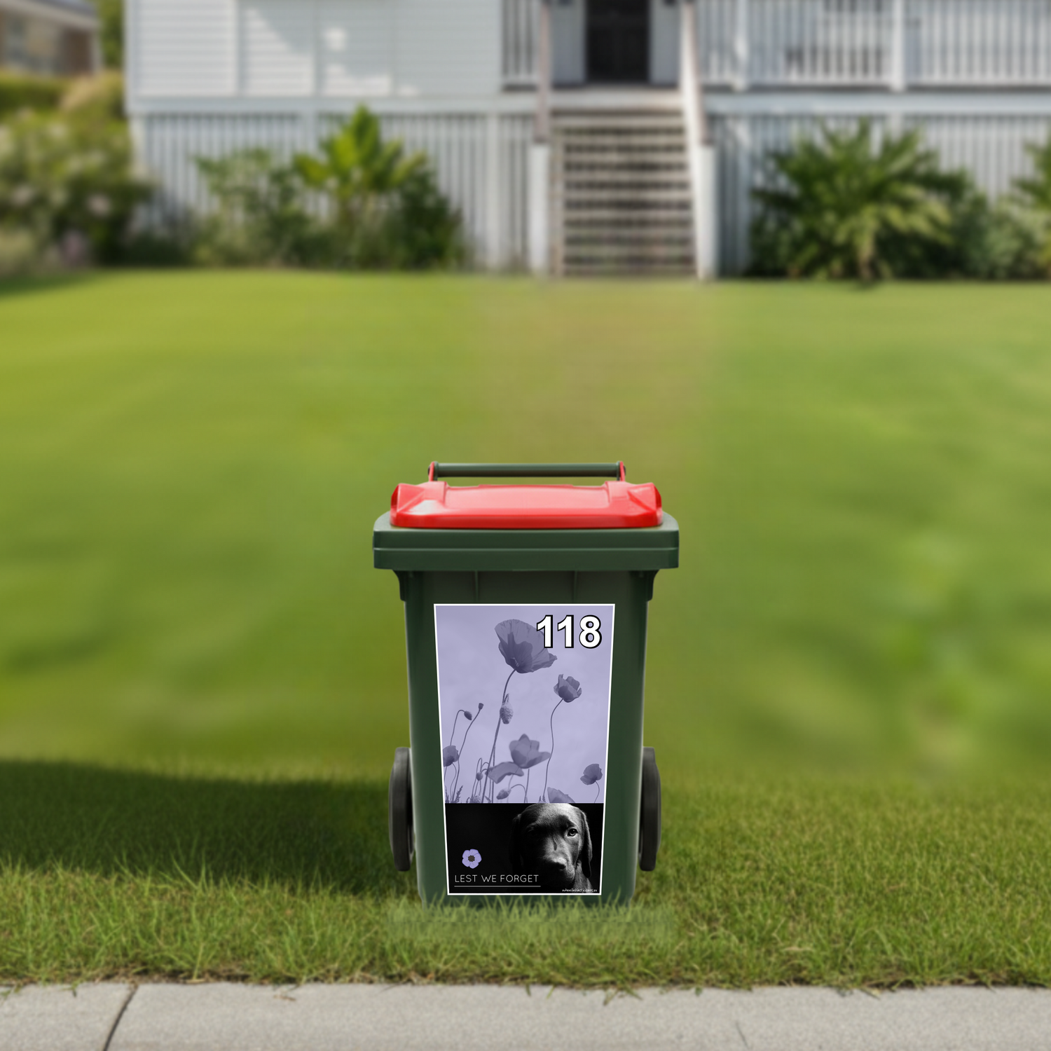 Soldier dog lest we forget wheelie bin sticker
