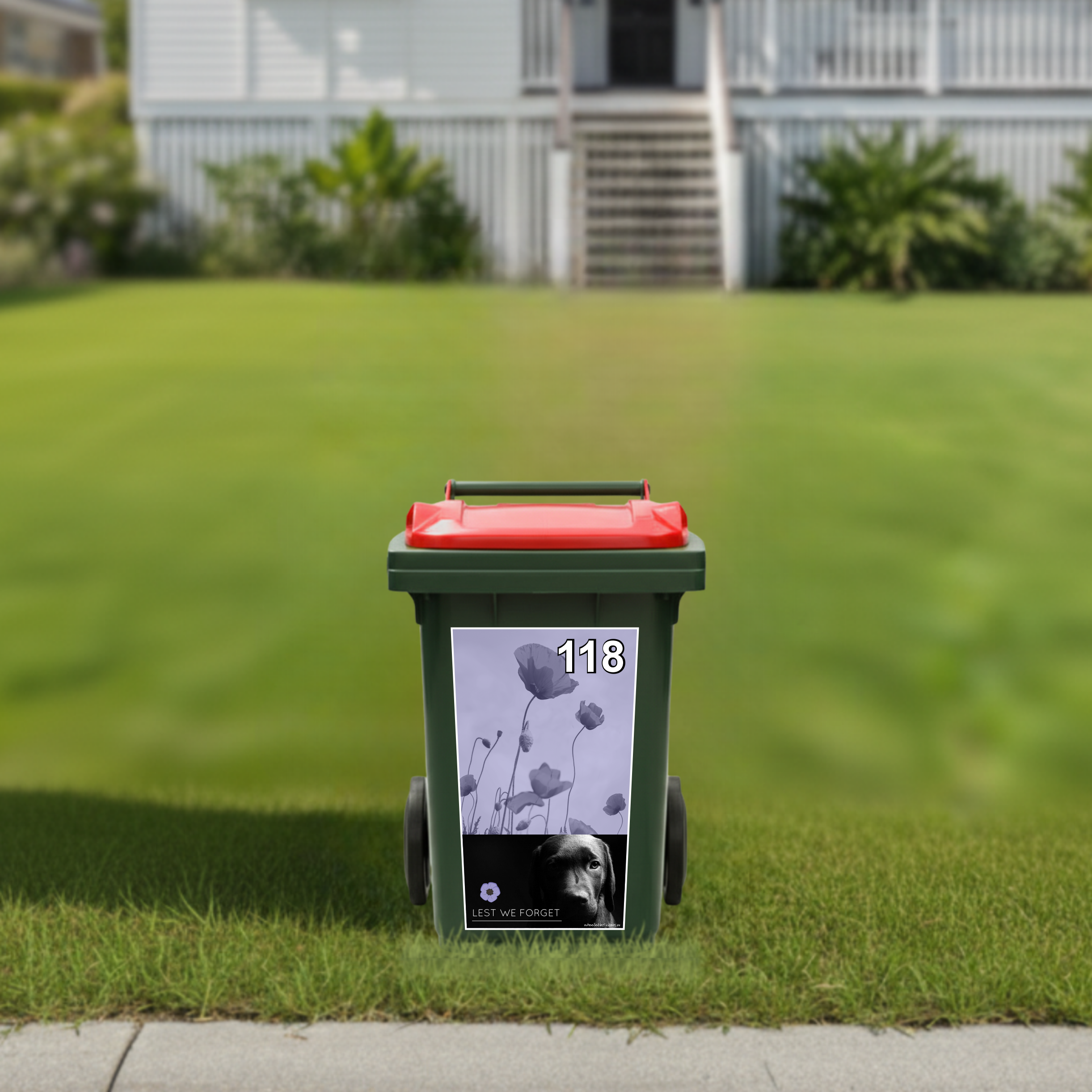 Soldier dog lest we forget wheelie bin sticker