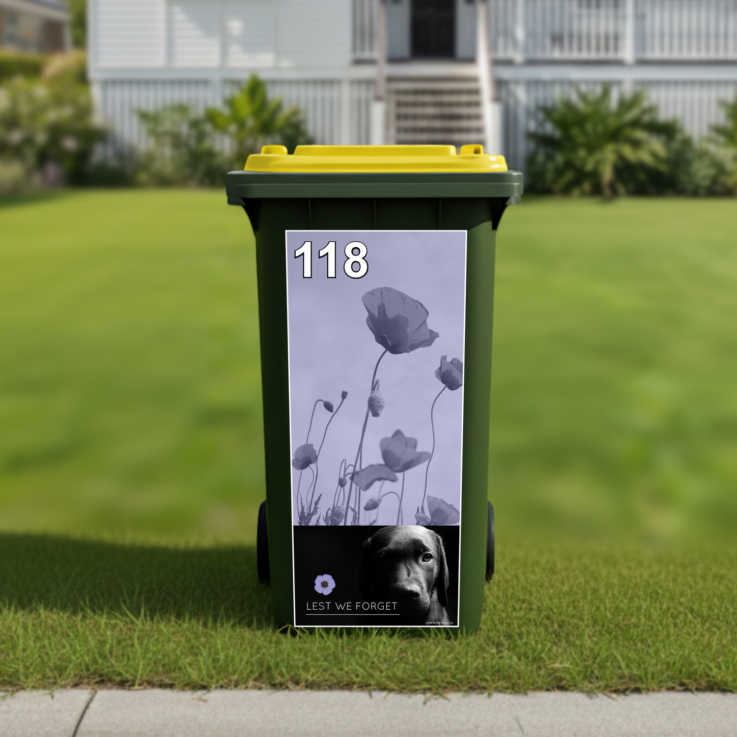Soldier dog lest we forget wheelie bin sticker