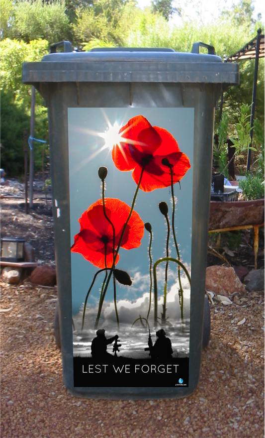 SPECIAL poppies with soldier wheelie bin sticker