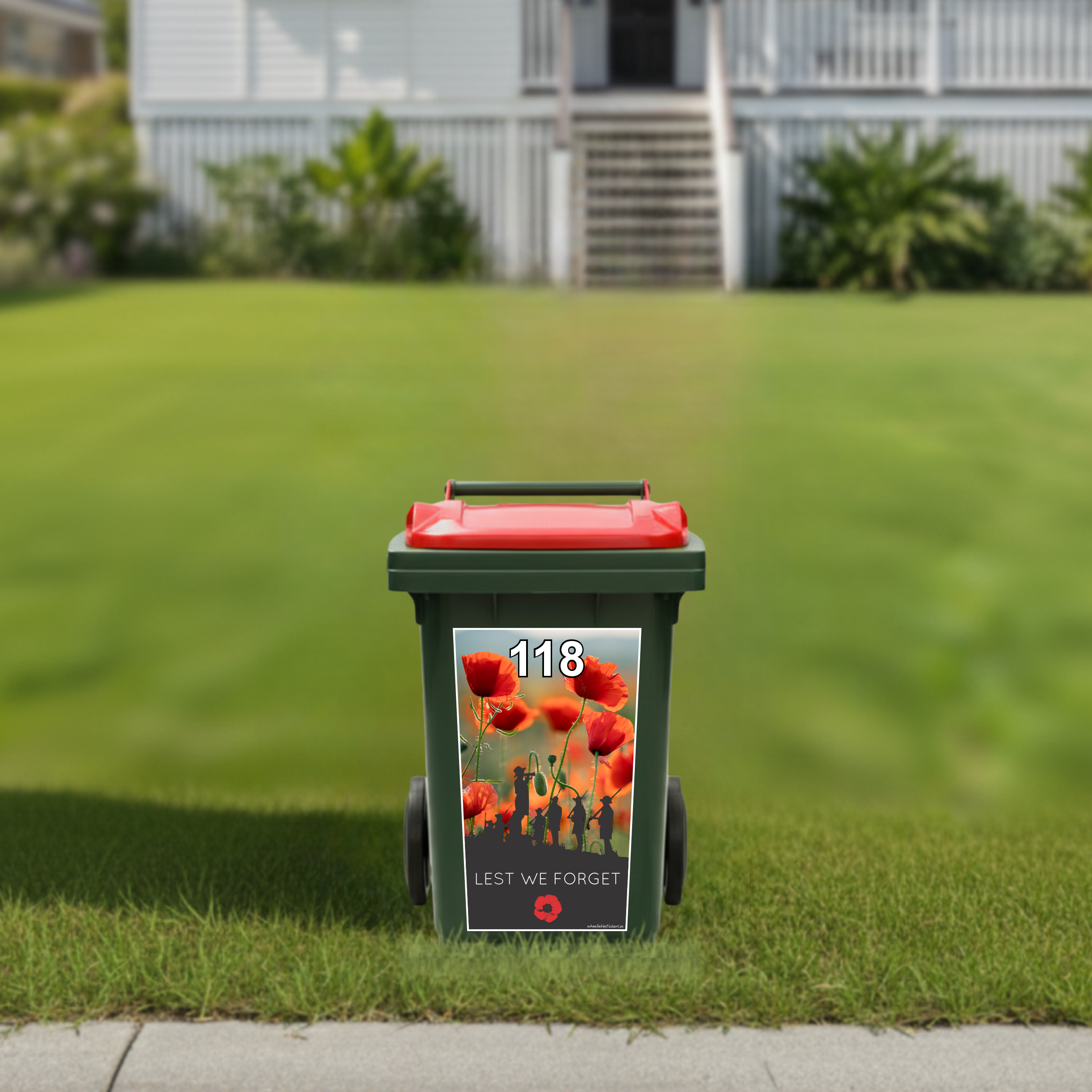 Poppies soldier wheelie bin sticker