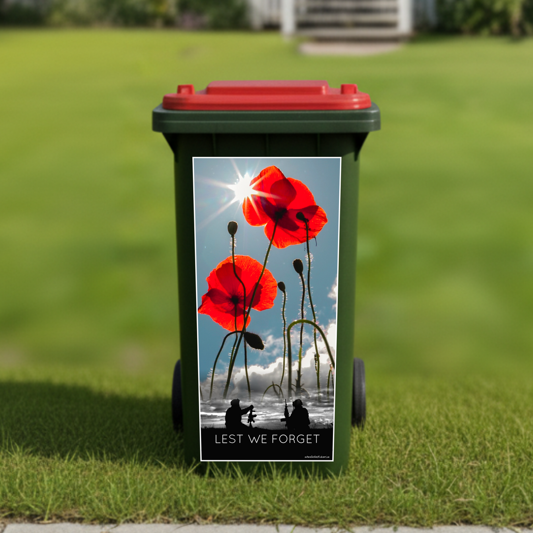Soldiers with poppies wheelie bin sticker