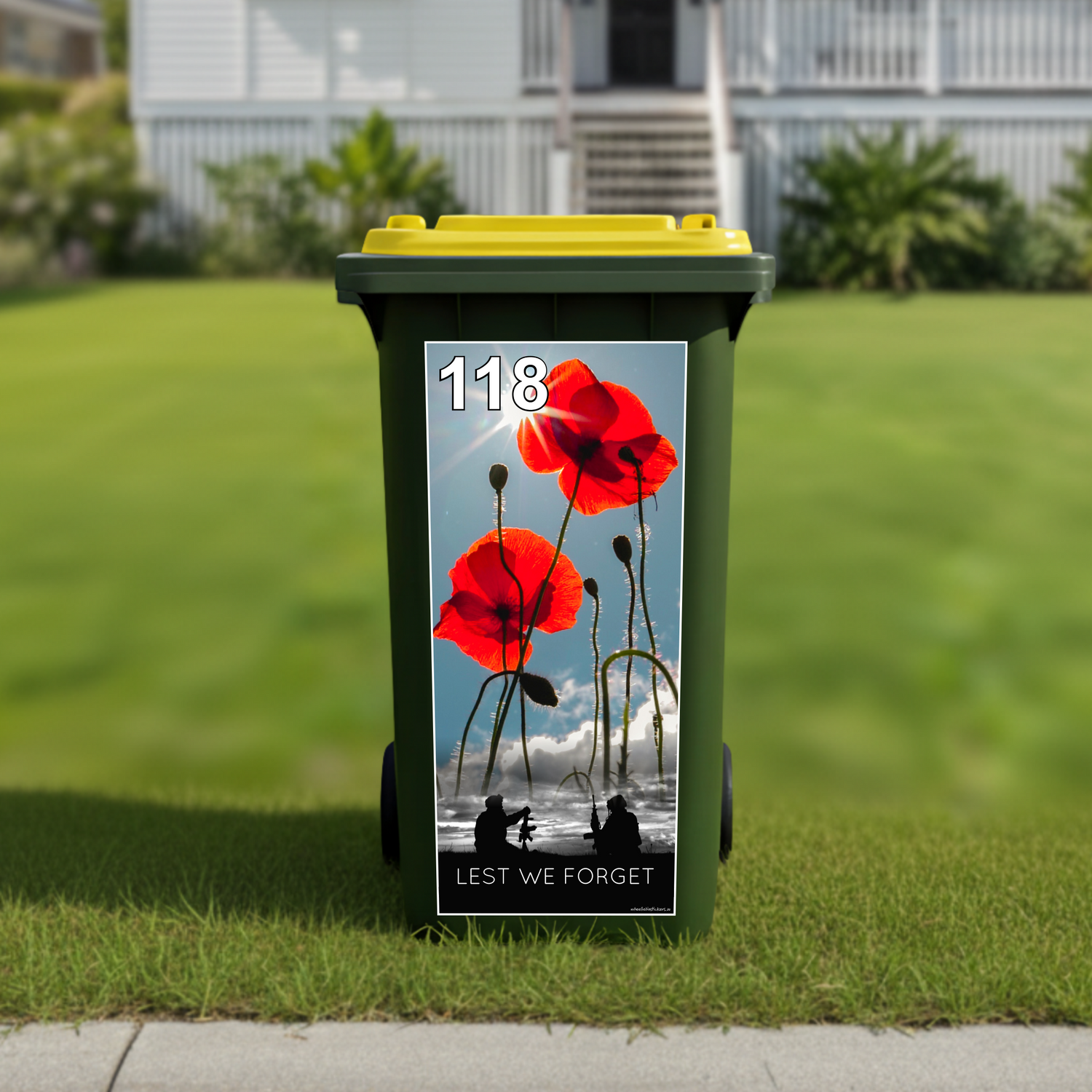 Soldiers with poppies wheelie bin sticker
