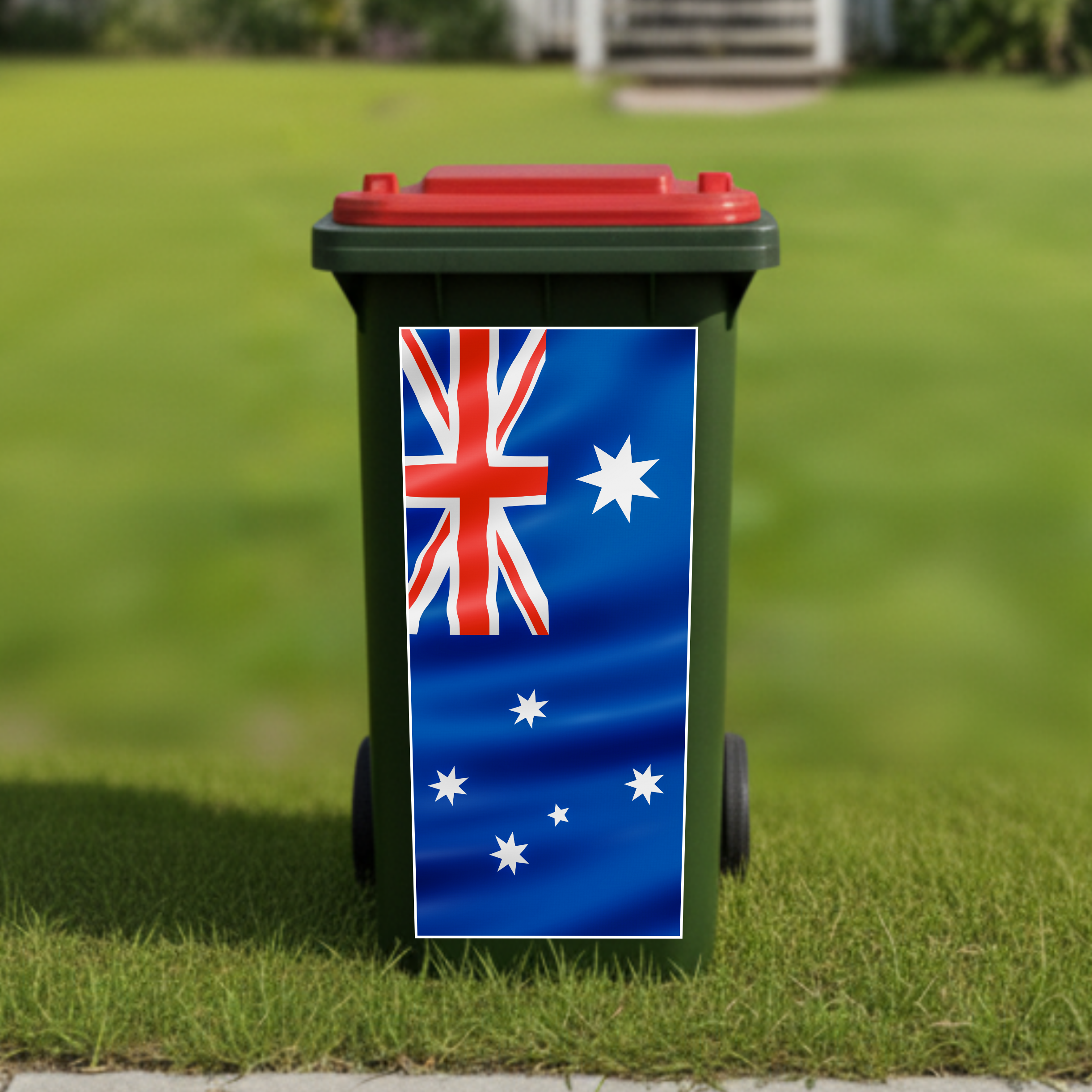 Australian flying flag wheelie bin sticker