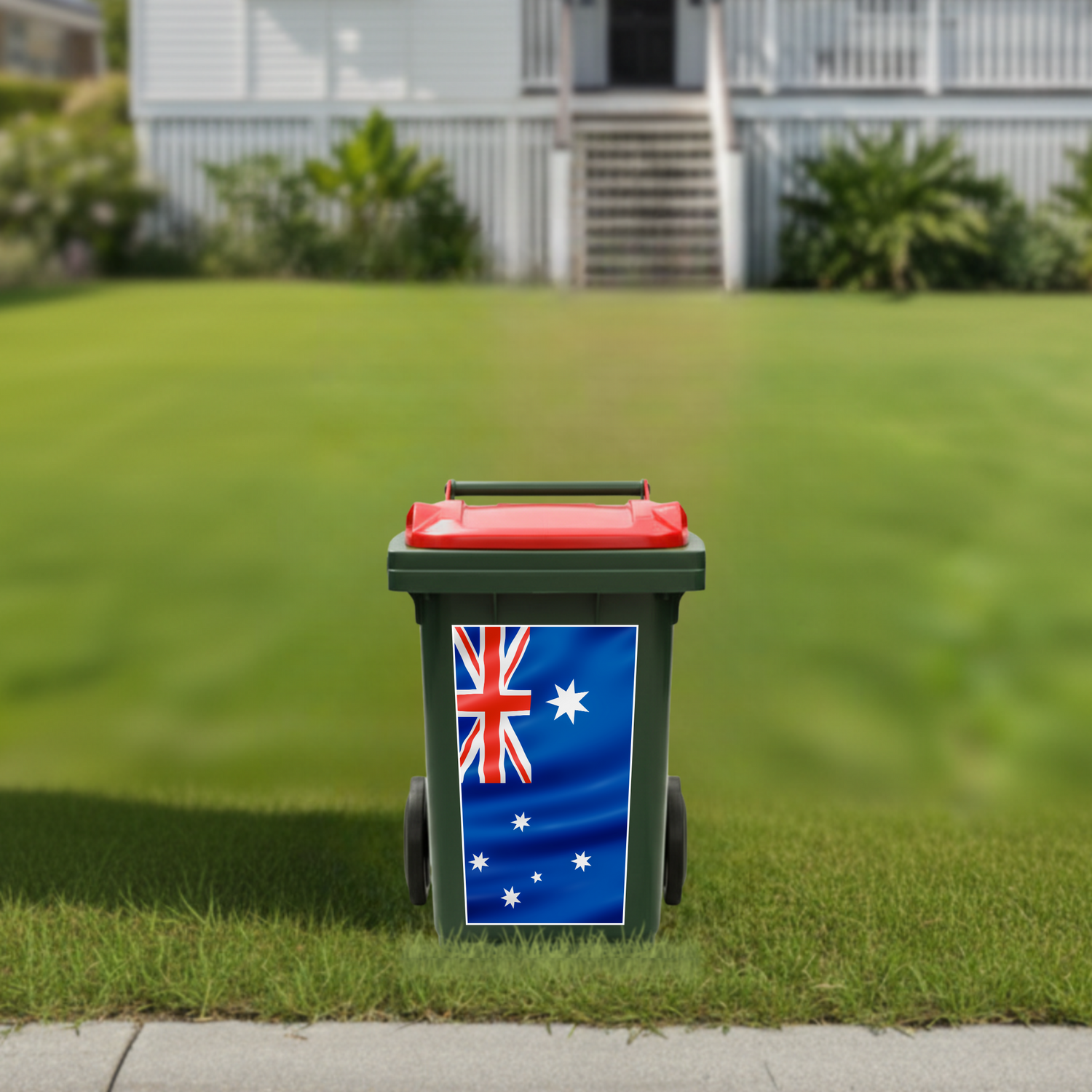 Australian flying flag wheelie bin sticker