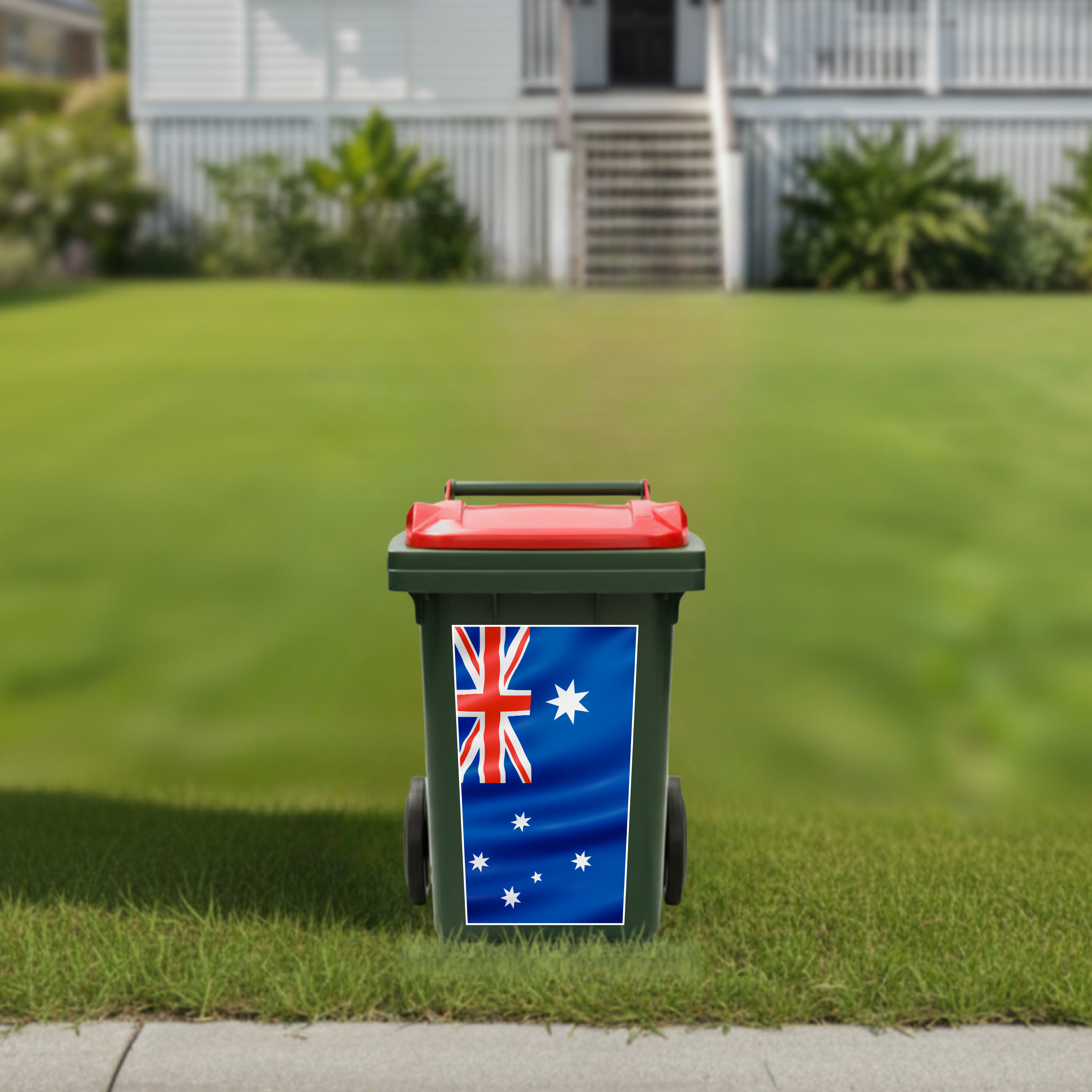 Australian flying flag wheelie bin sticker