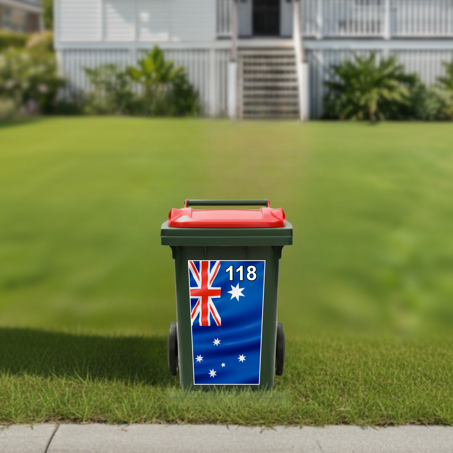 Australian flying flag wheelie bin sticker