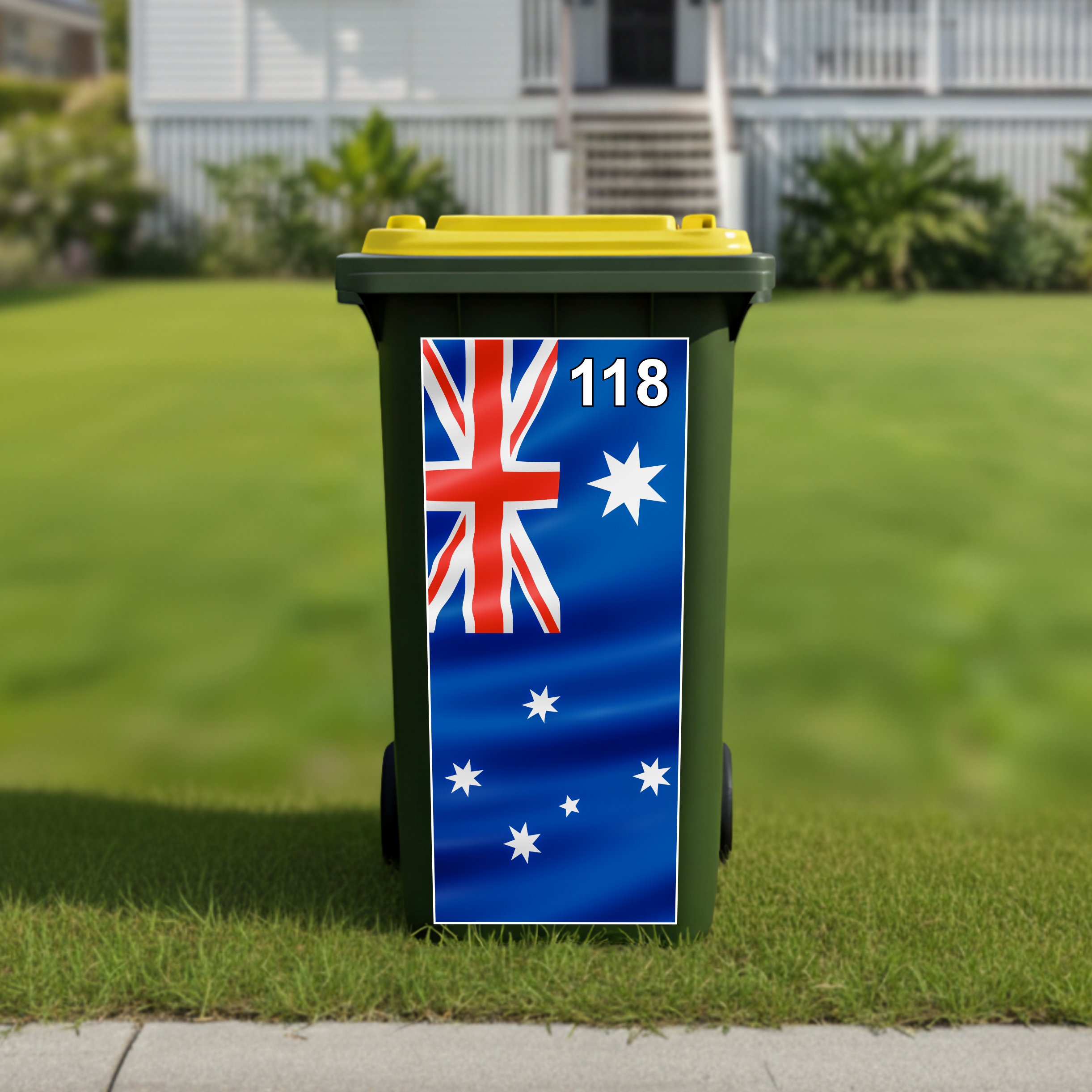 Australian flying flag wheelie bin sticker