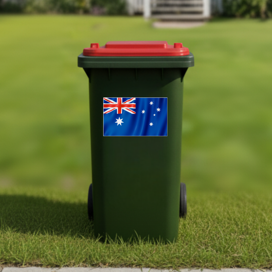 Australian flying flag horizontal wheelie bin sticker