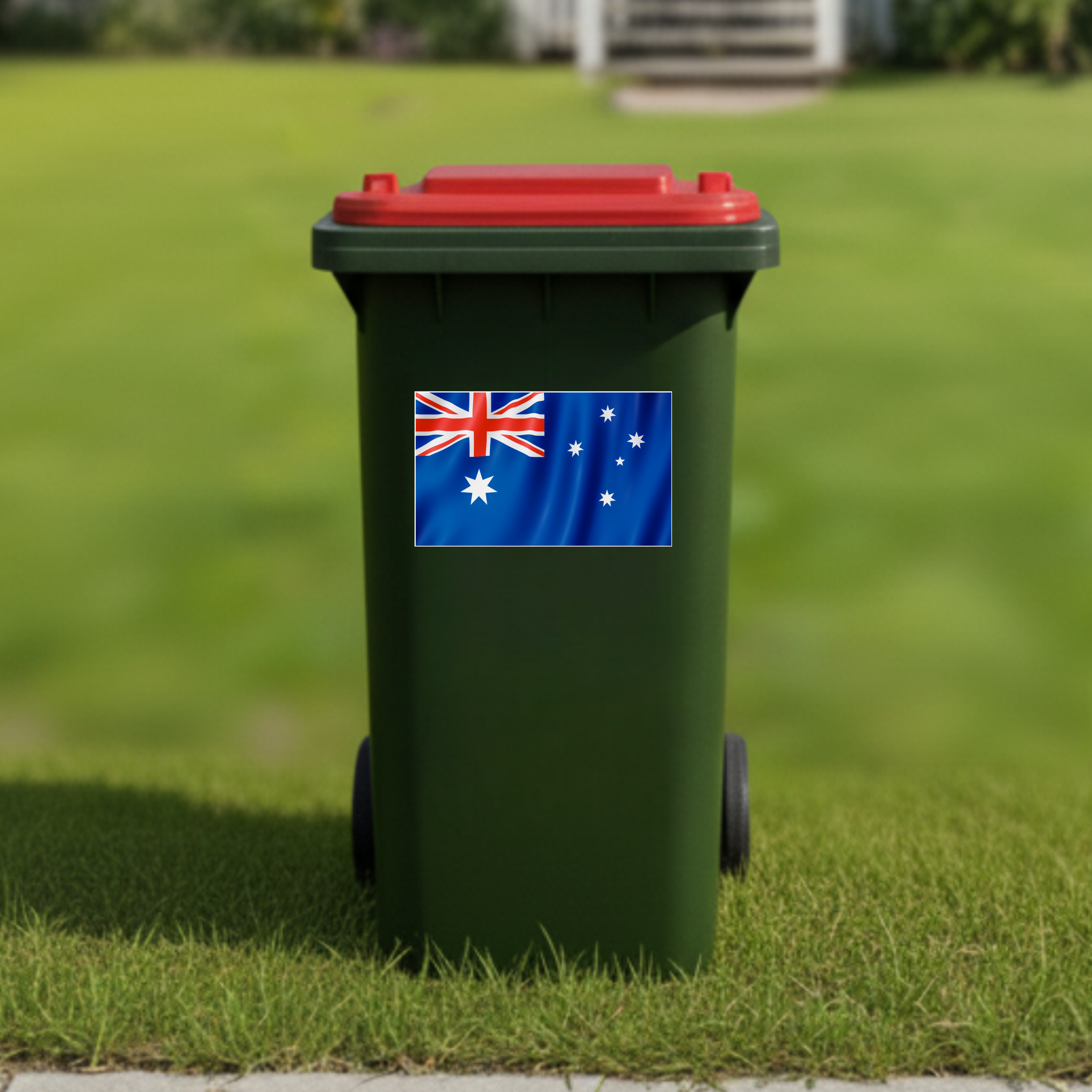 Australian flying flag horizontal wheelie bin sticker