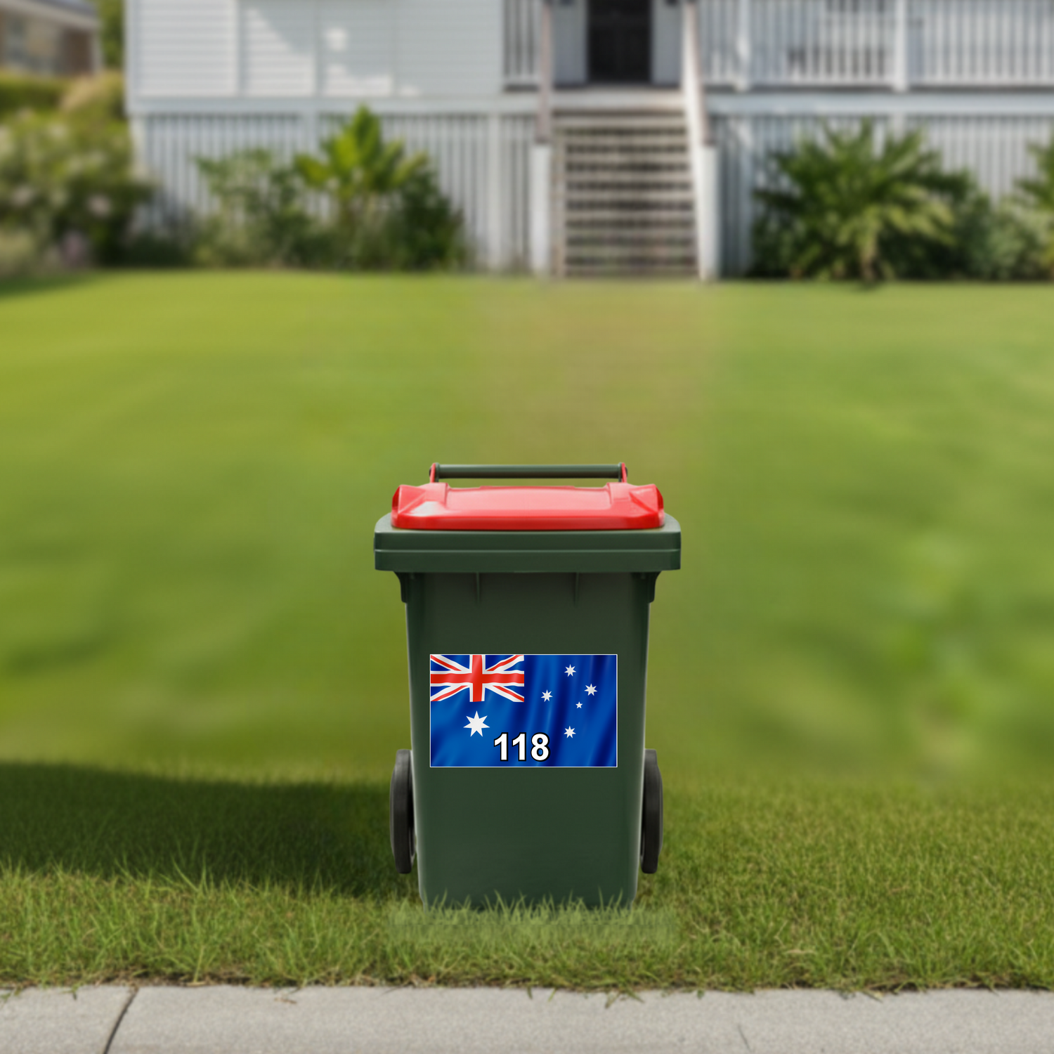 Australian flying flag horizontal wheelie bin sticker