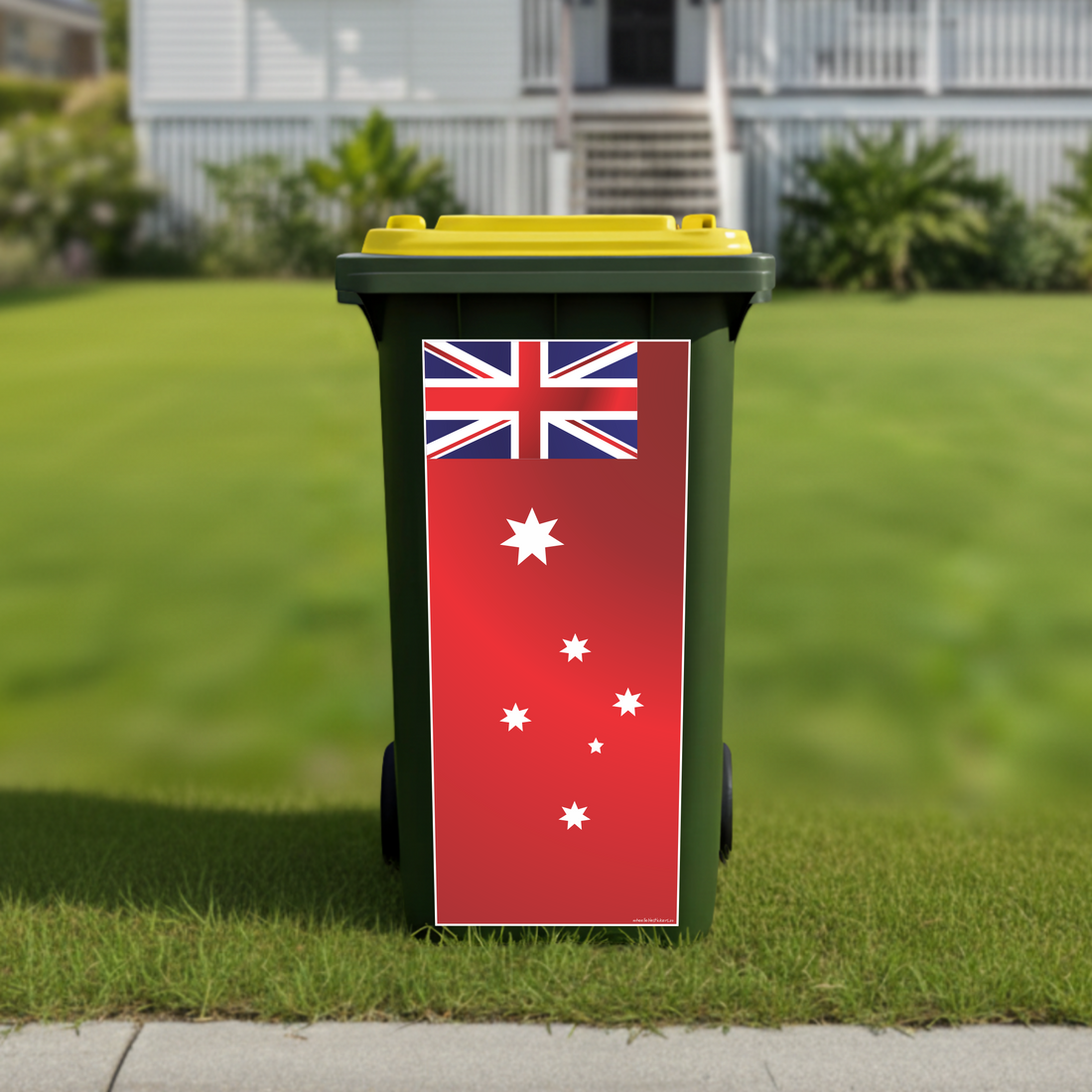 Australiana red ensign flag wheelie bin sticker