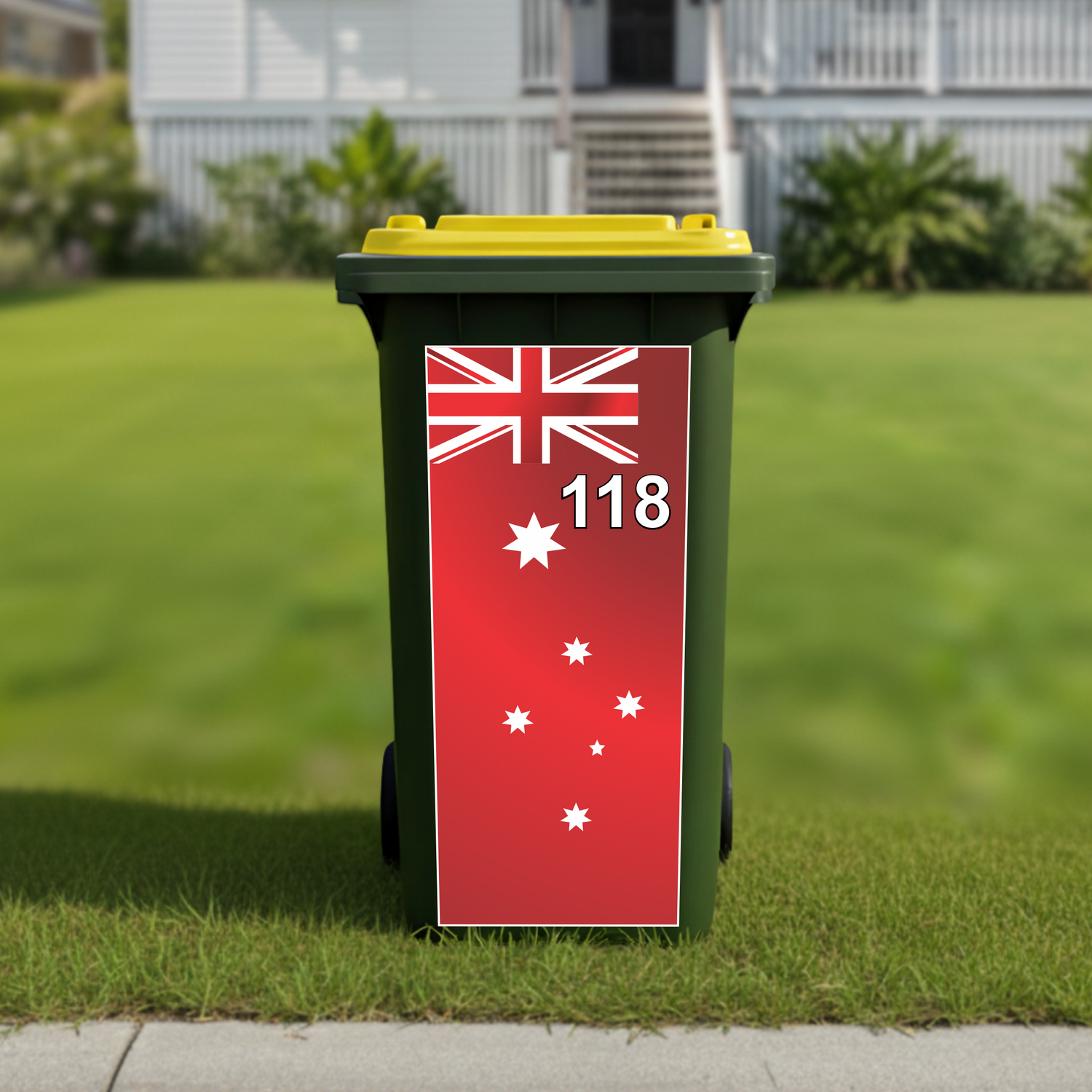 Australian red ensign flag wheelie bin sticker