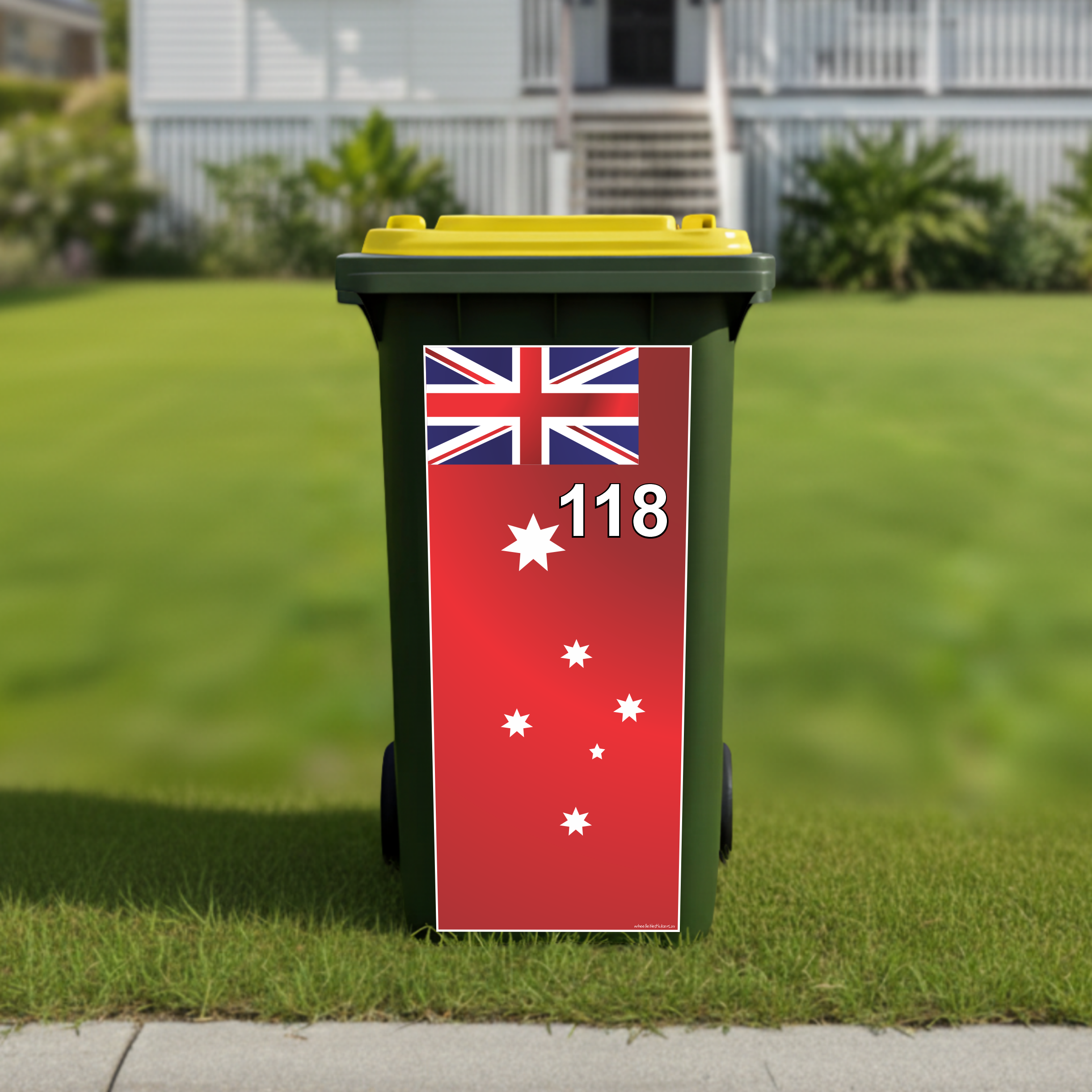 Australiana red ensign flag wheelie bin sticker