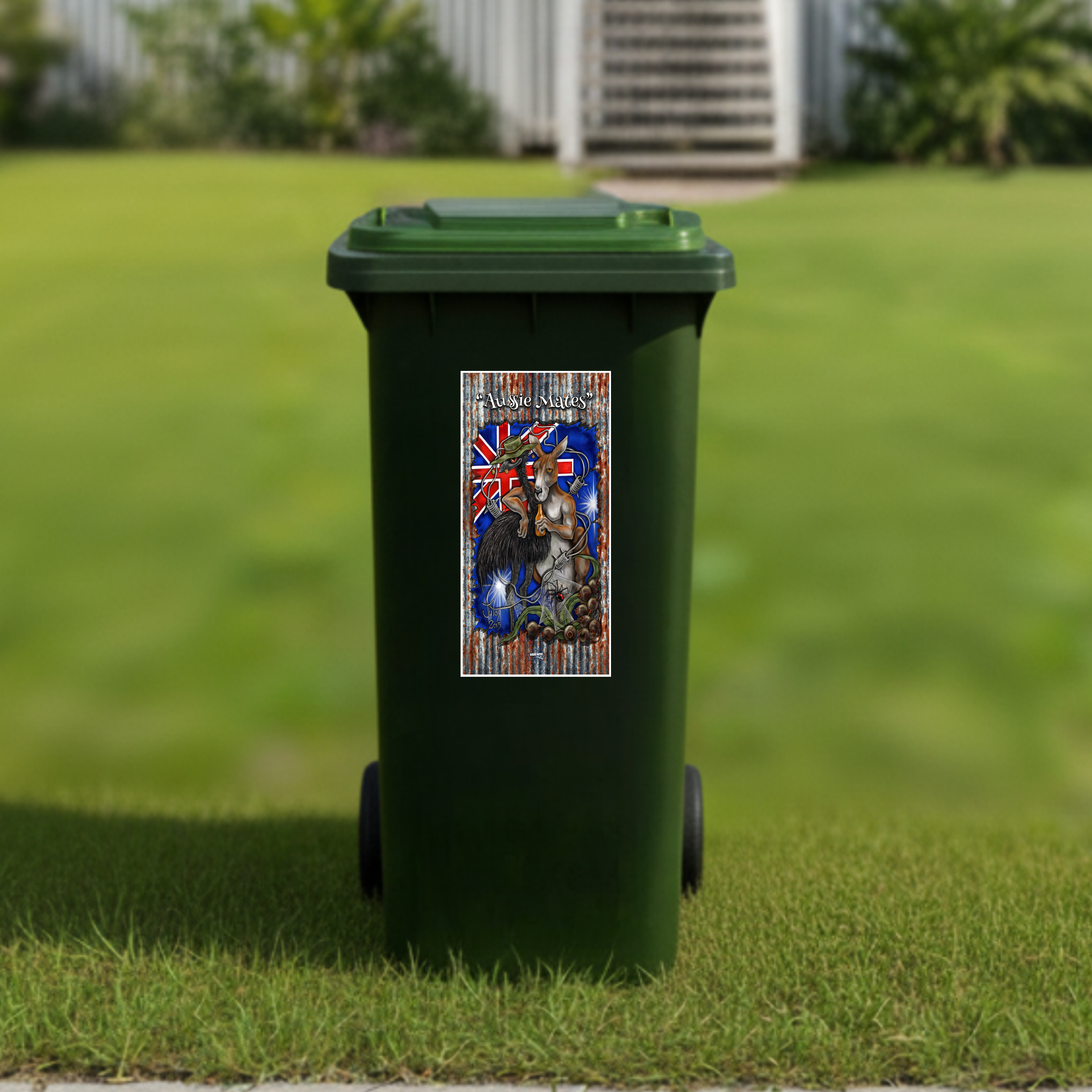 Aussie mates wheelie bin sticker
