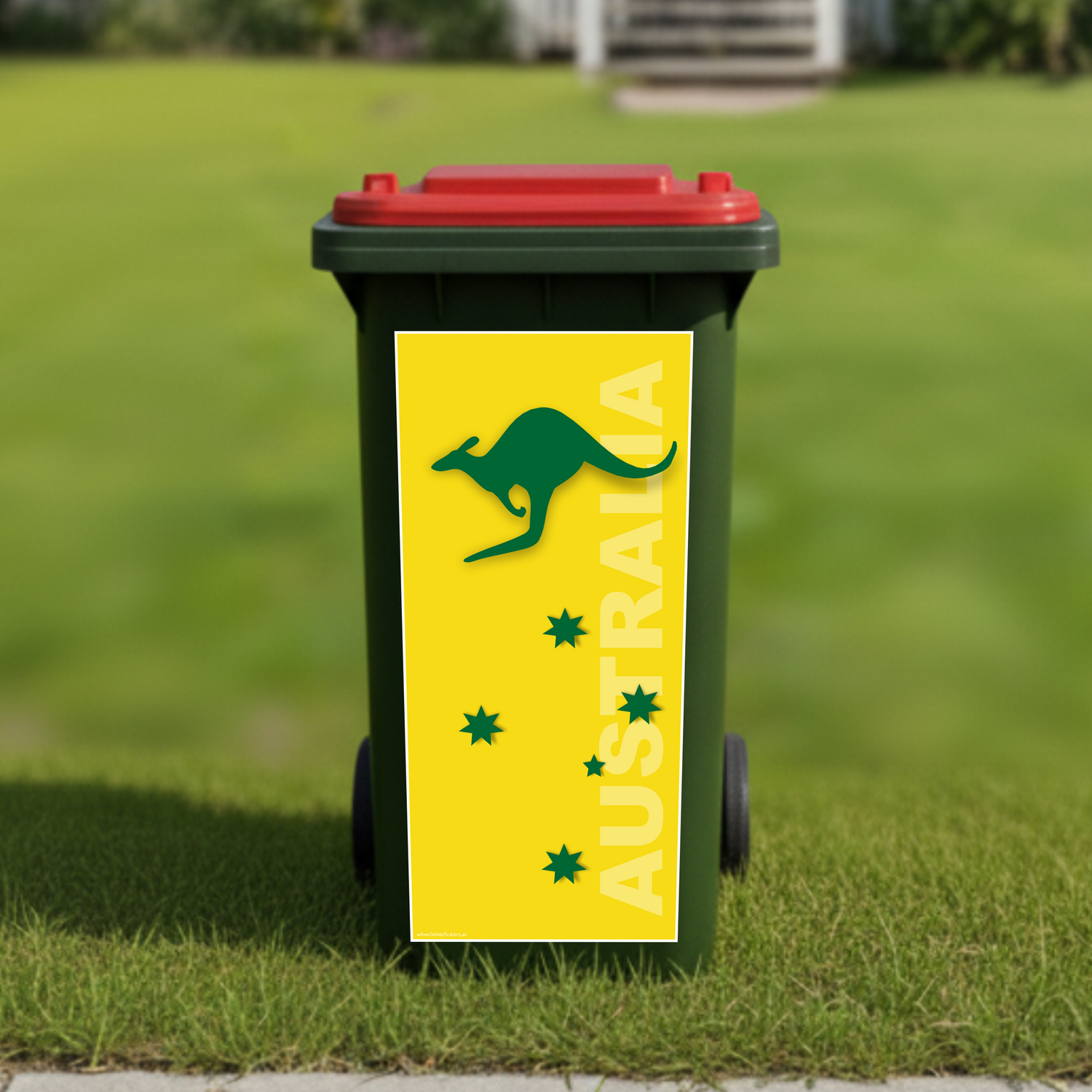 Aussie green and gold wheelie bin sticker
