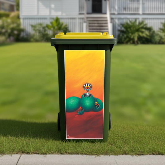 Baby emu wheelie bin sticker
