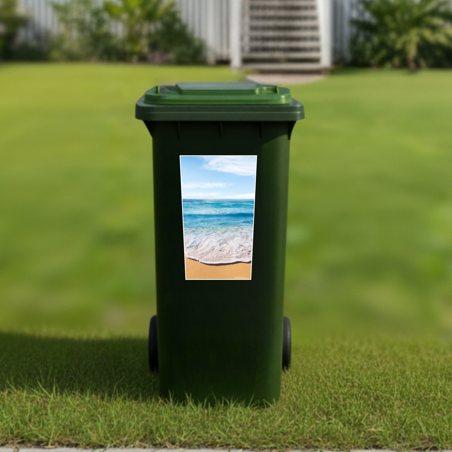 Beach wheelie bin sticker