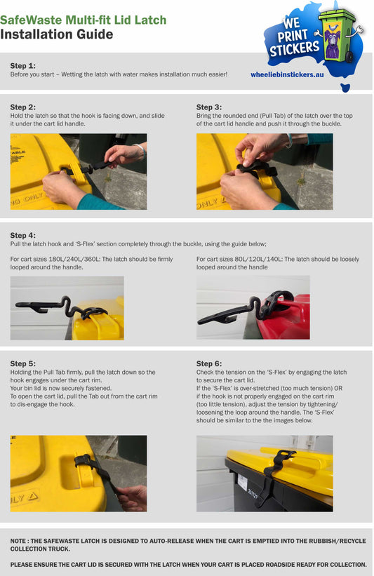Bin latch instructions