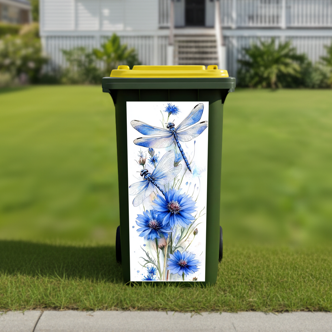 Blue Dragonfly wheelie bin sticker