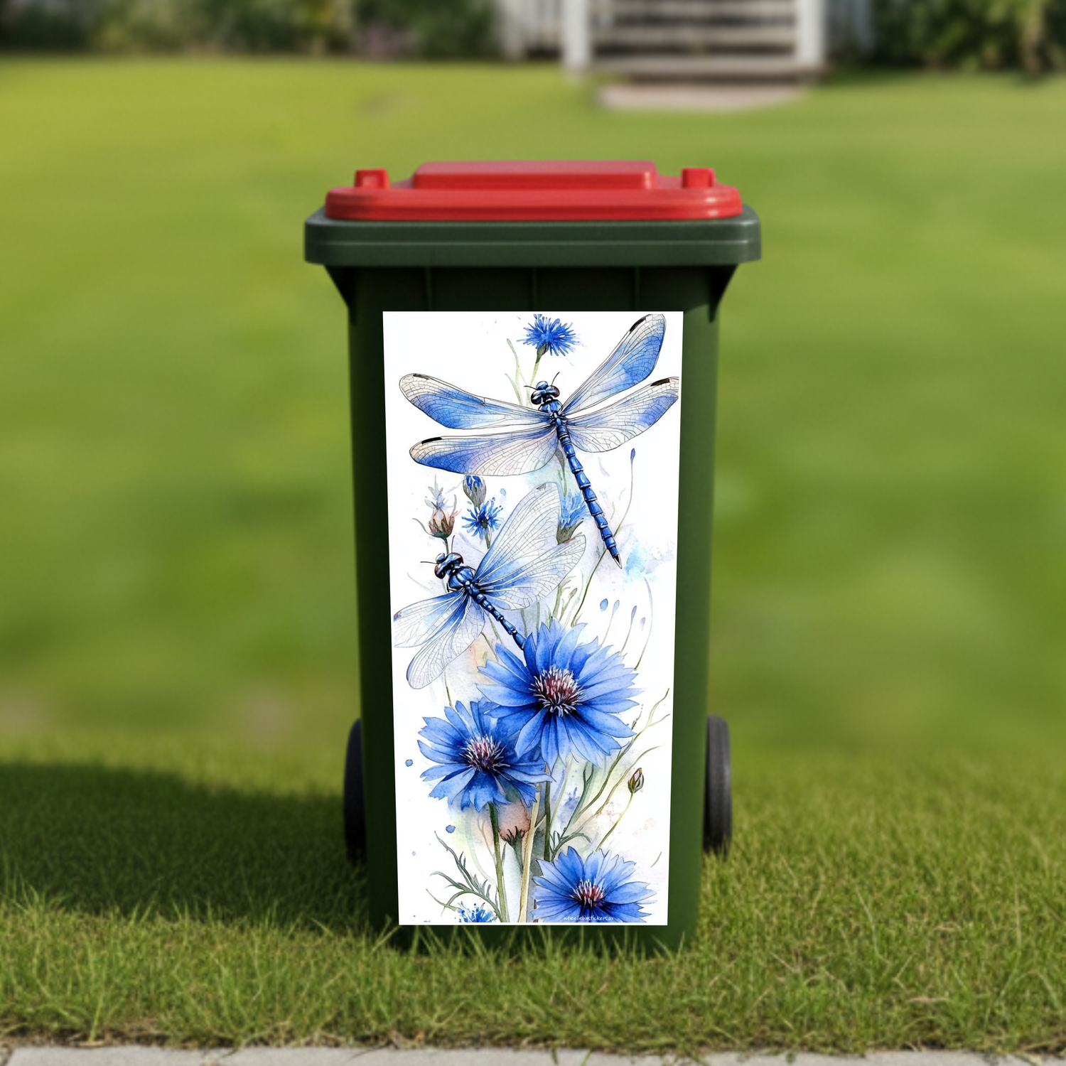 Blue Dragonfly wheelie bin sticker