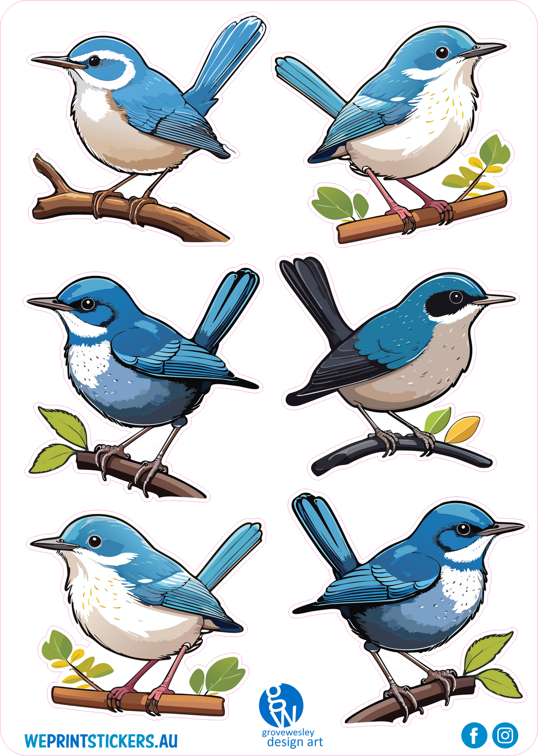 Blue wren stickers