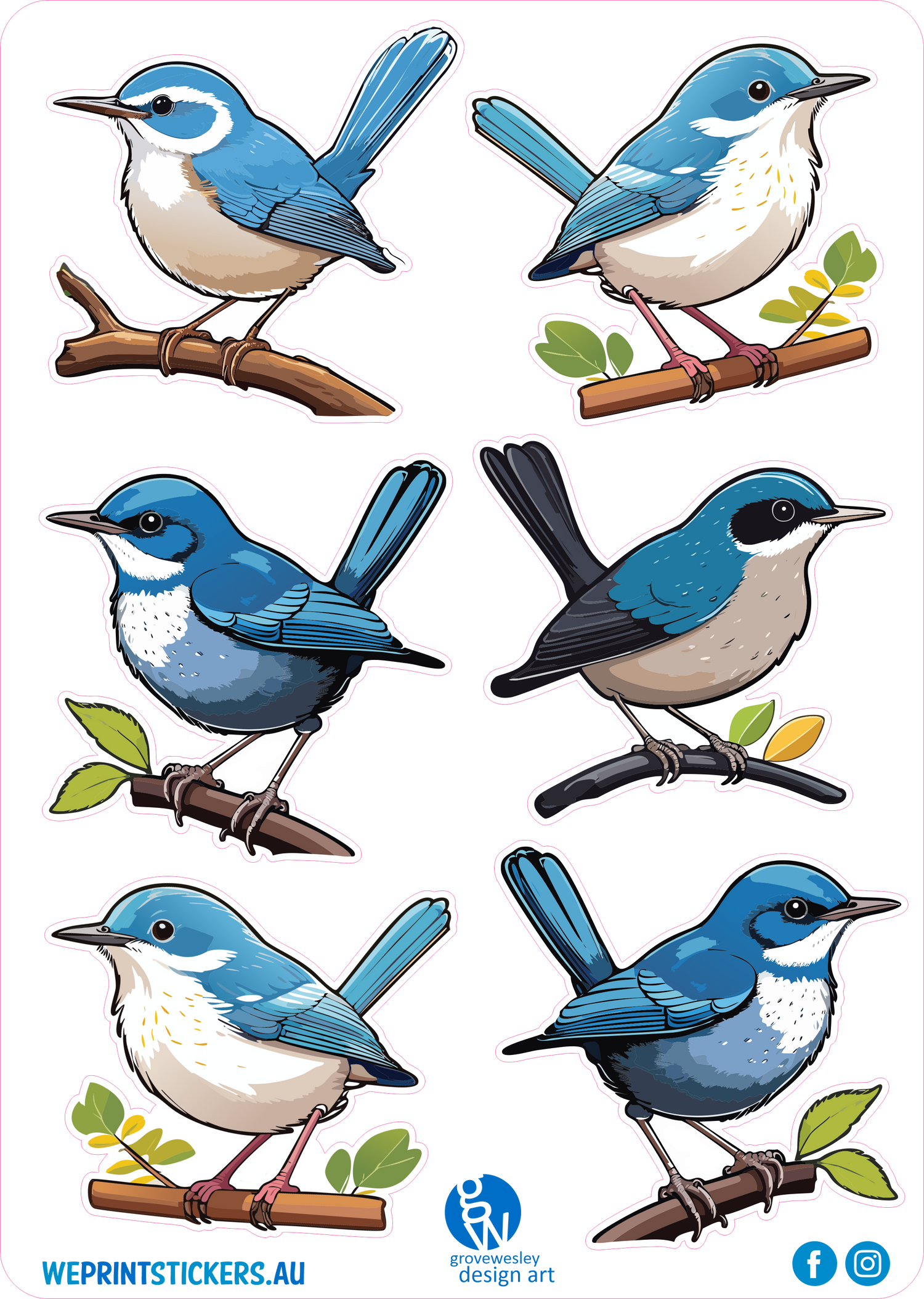 Blue wren stickers