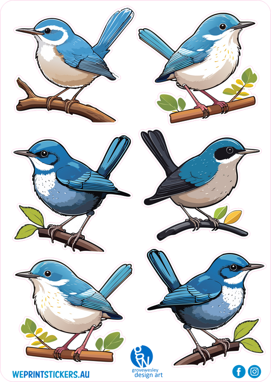 Blue wren stickers