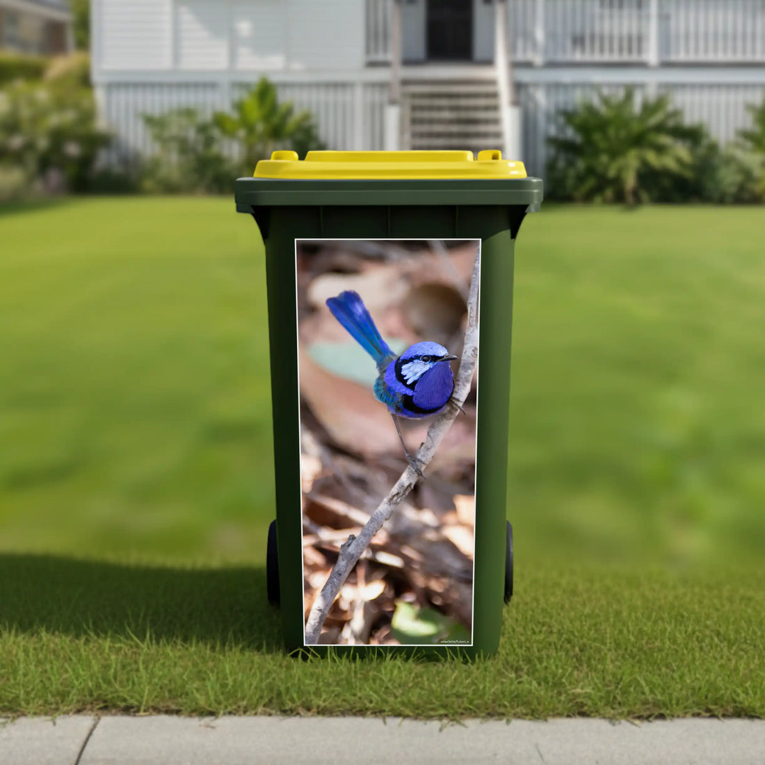 Blue wren wheelie bin sticker