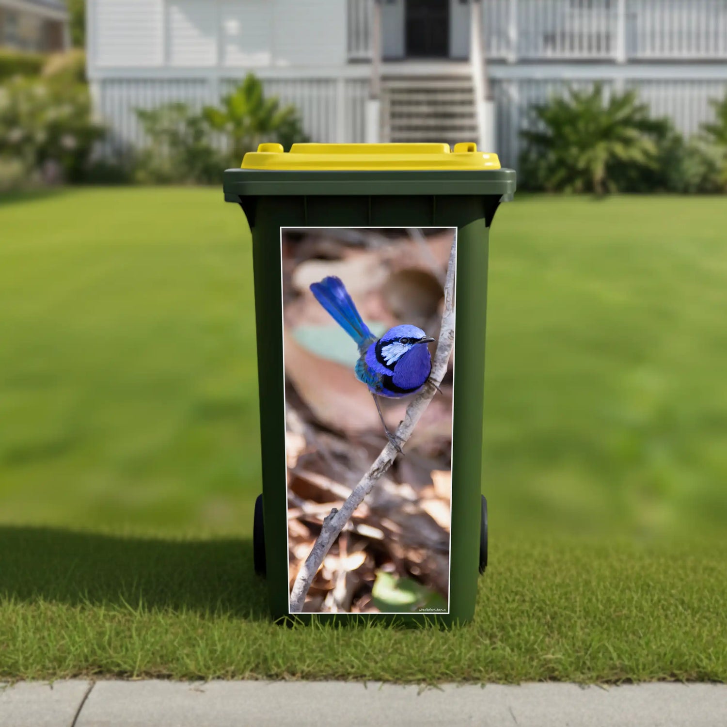 Blue wren wheelie bin sticker