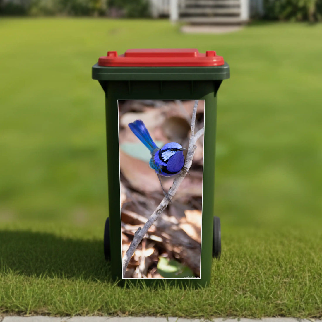 Blue wren wheelie bin sticker