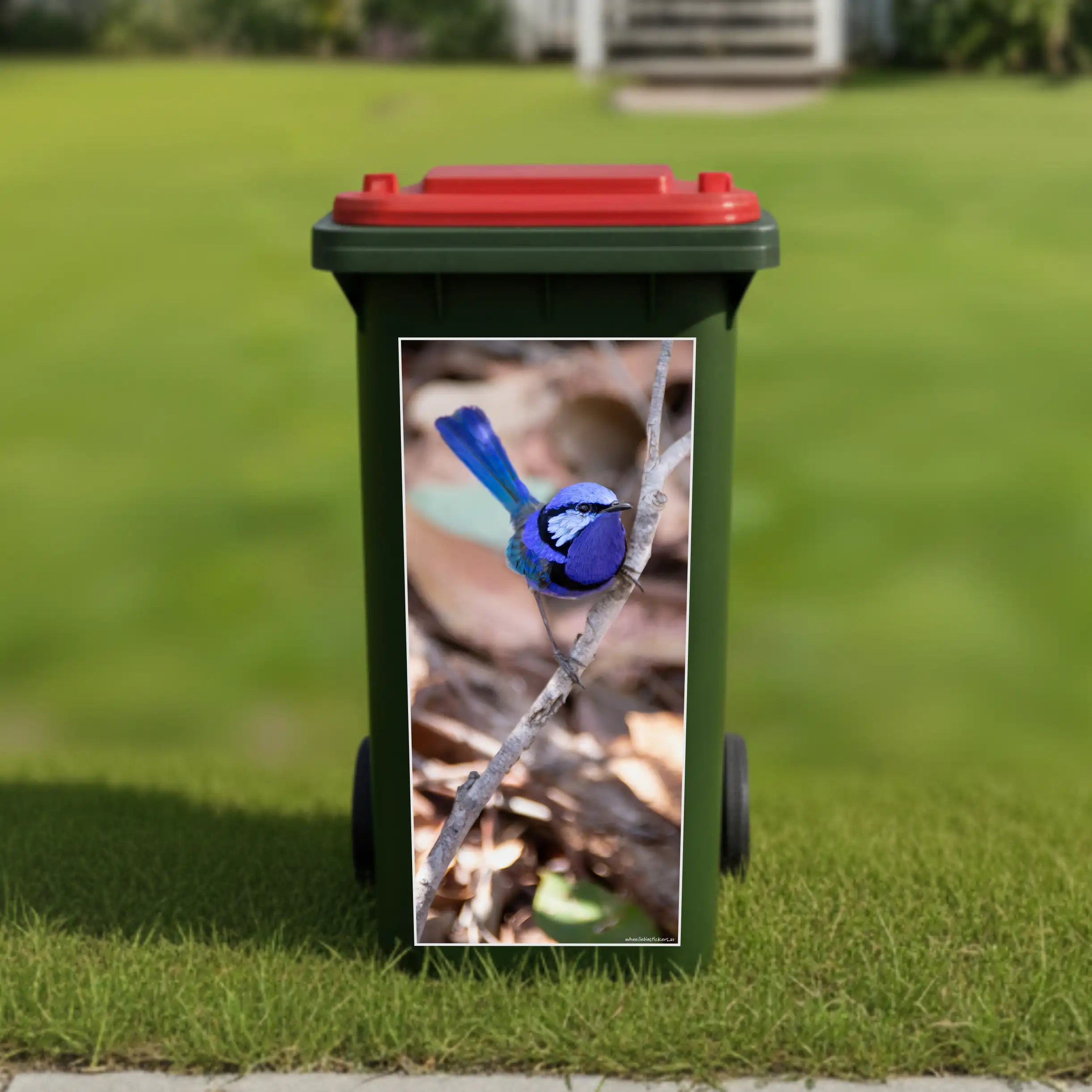 Blue wren wheelie bin sticker
