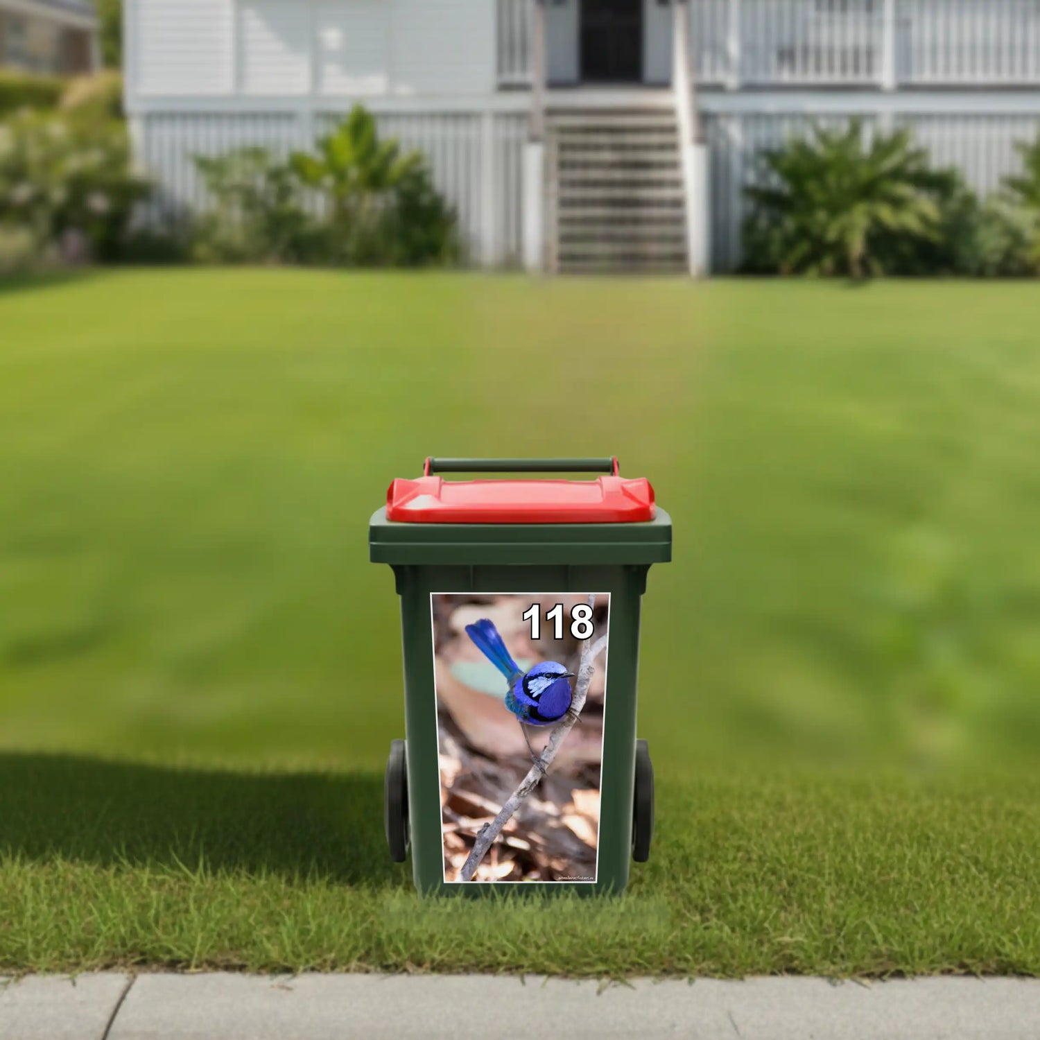 Blue wren wheelie bin sticker