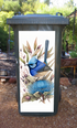 Blue wren painting wheelie bin sticker