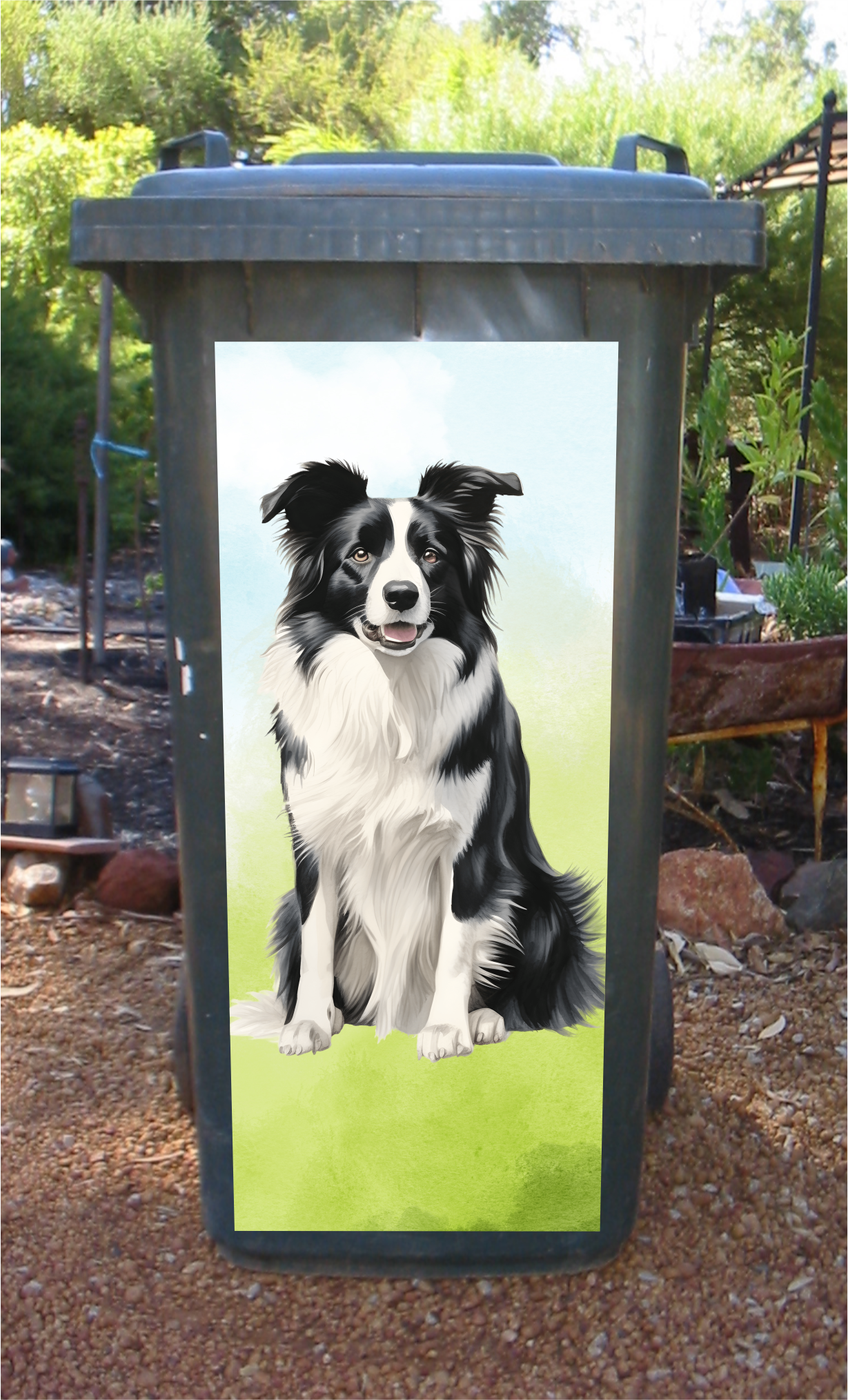Border collie wheelie bin sticker