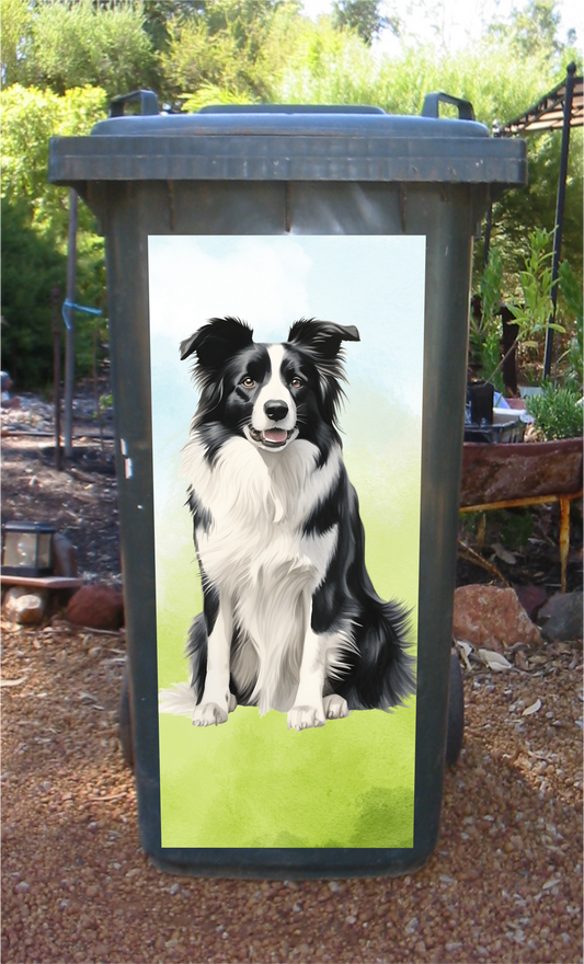 Border collie wheelie bin sticker