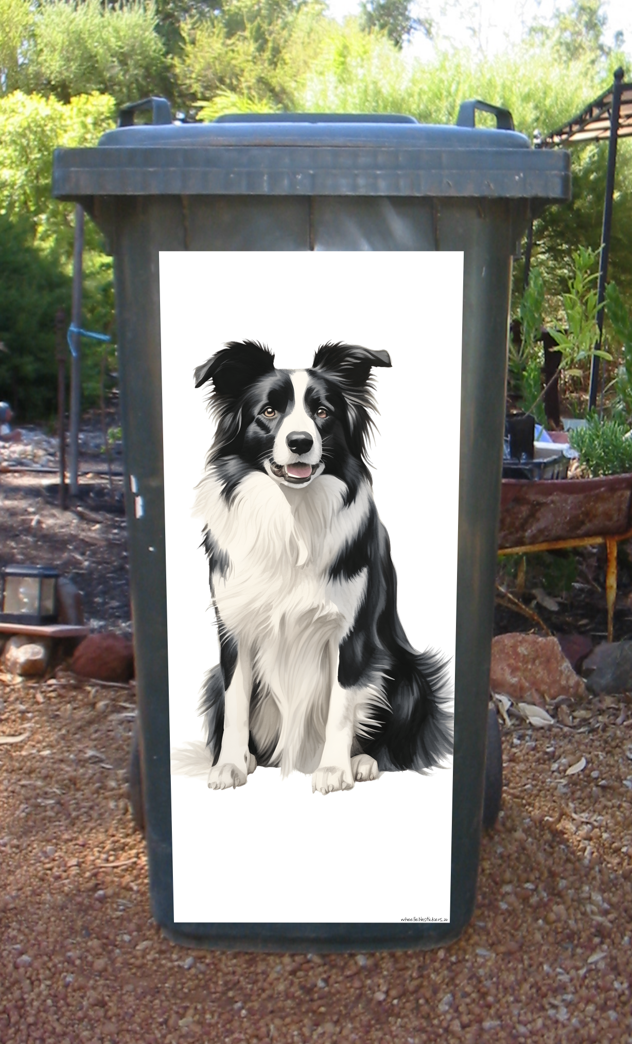 Border collie wheelie bin sticker