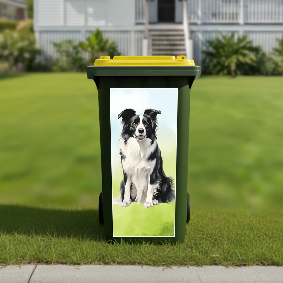 Border collie wheelie bin sticker