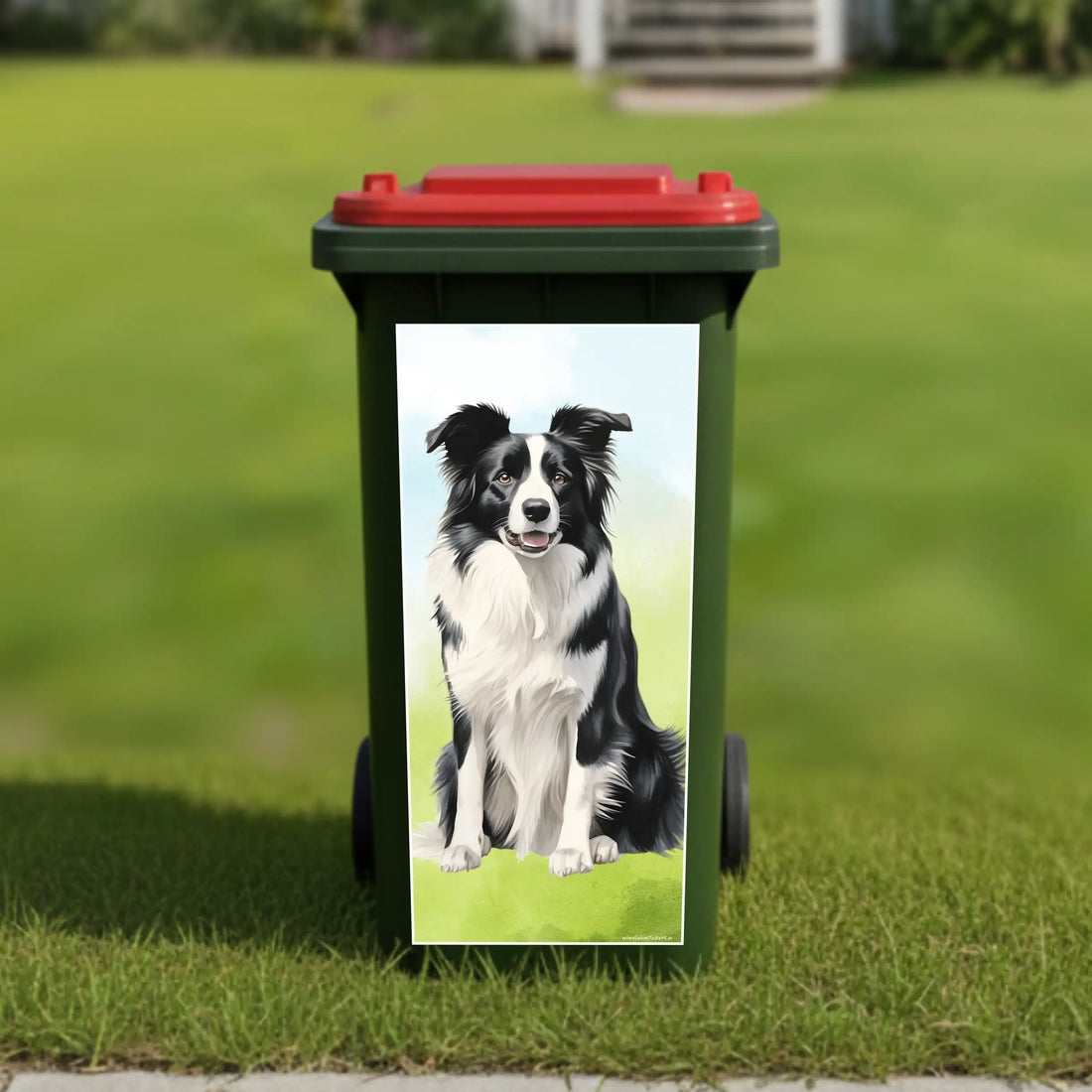 Border collie wheelie bin sticker