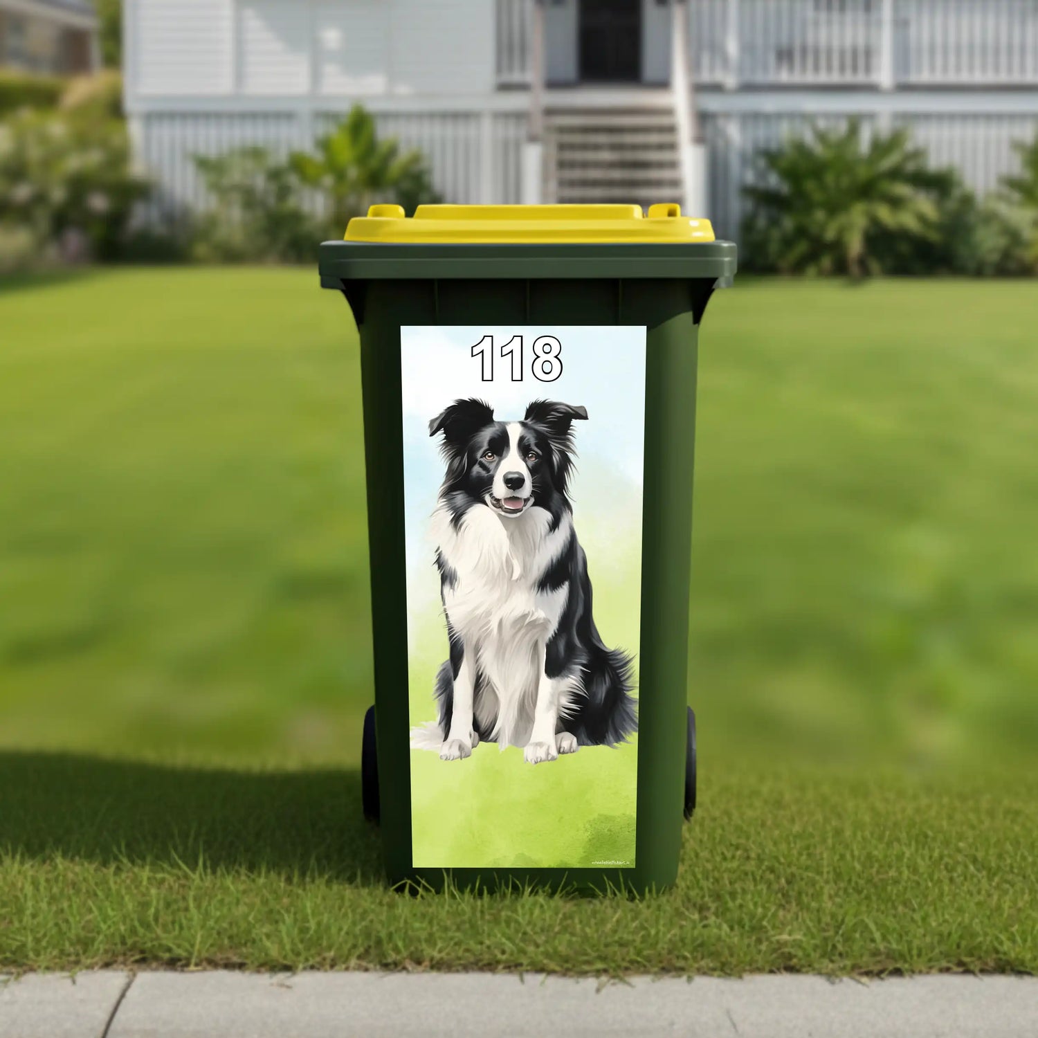 Border collie wheelie bin sticker