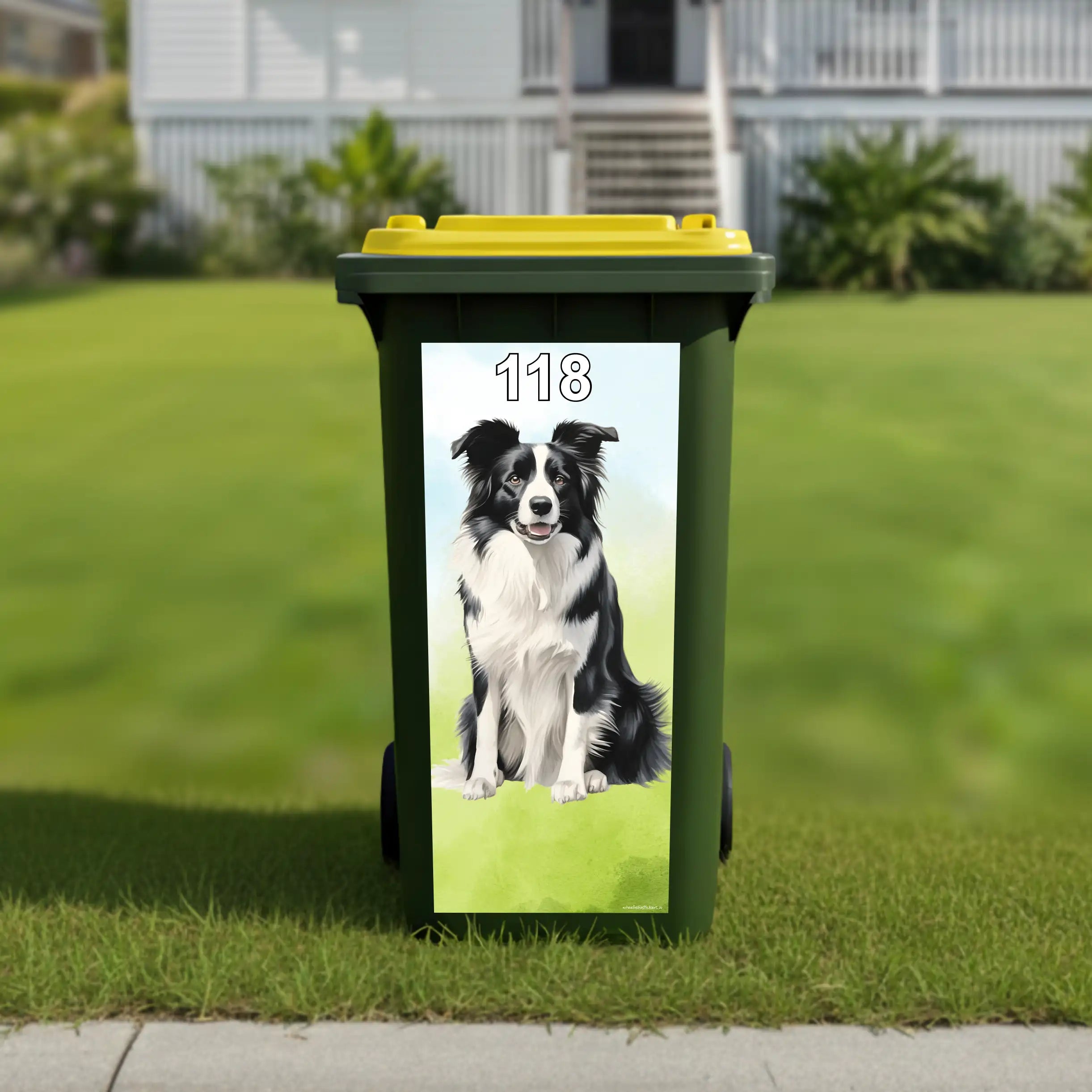 Border collie wheelie bin sticker