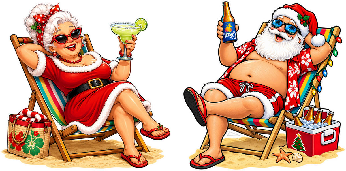 Aussie Mrs Santa with a margarita sticker