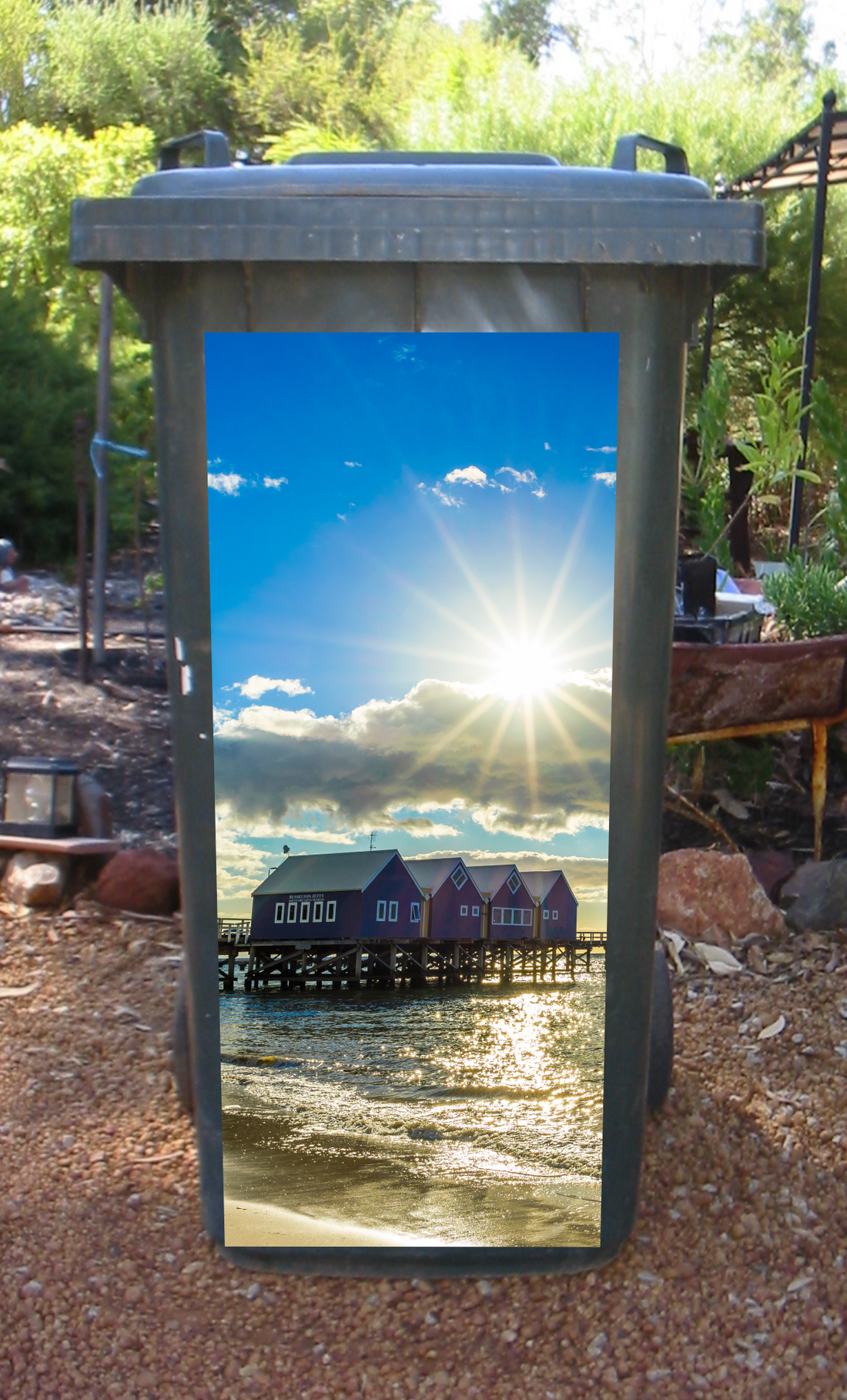 Busselton jetty wheelie bin sticker