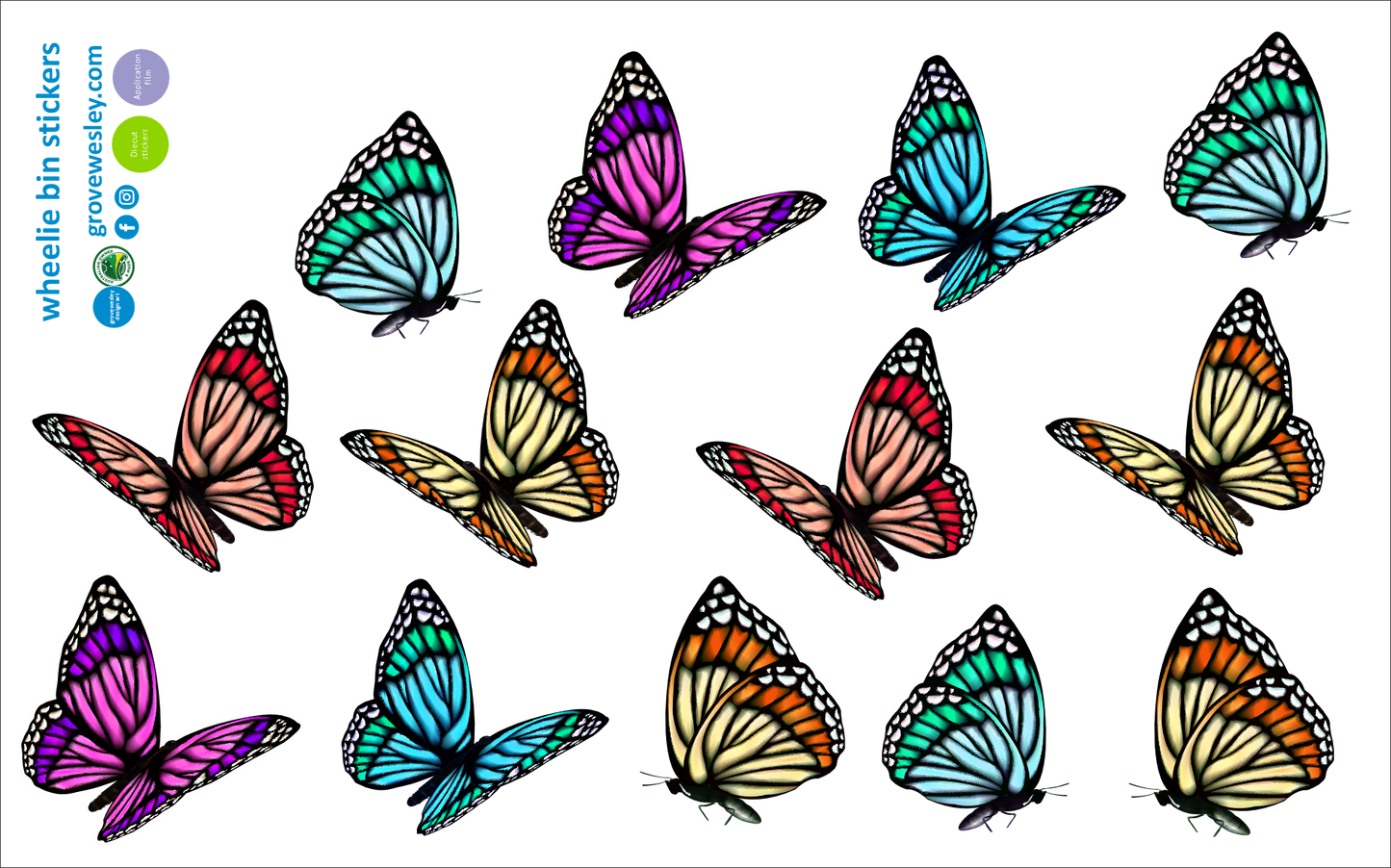 Butterfly stickers for wheelie bins