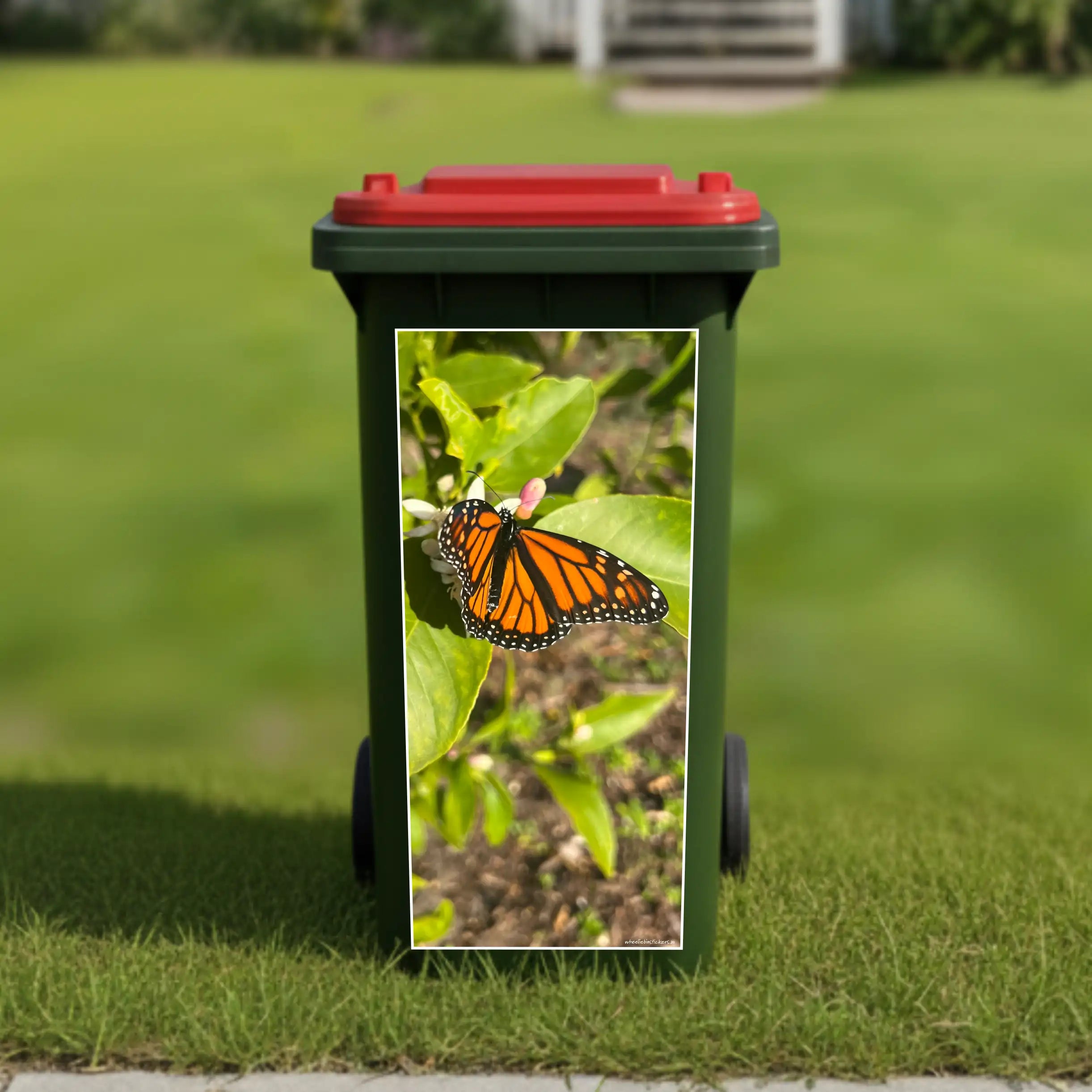 Monarch butterfly wheelie bin sticker