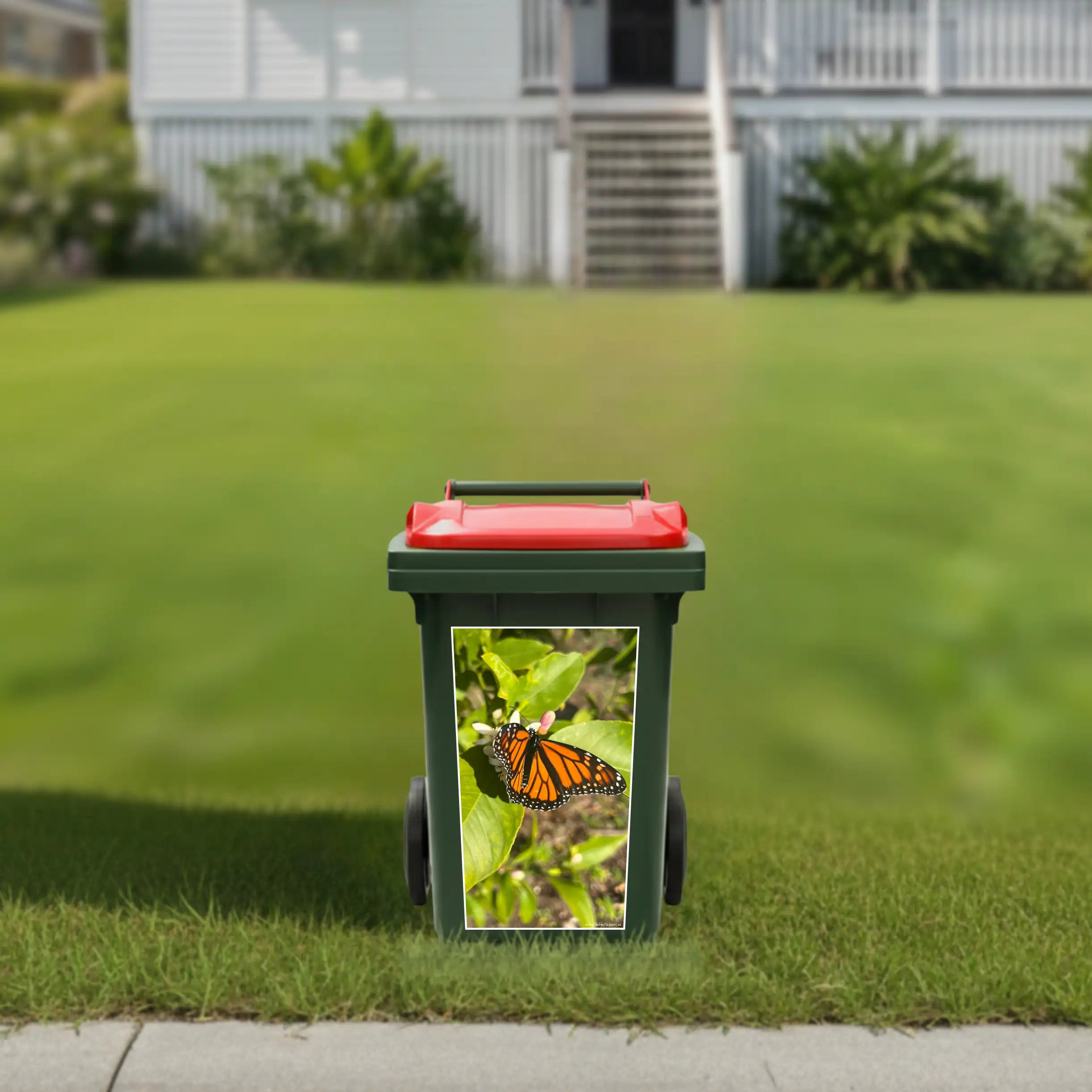 Monarch butterfly wheelie bin sticker