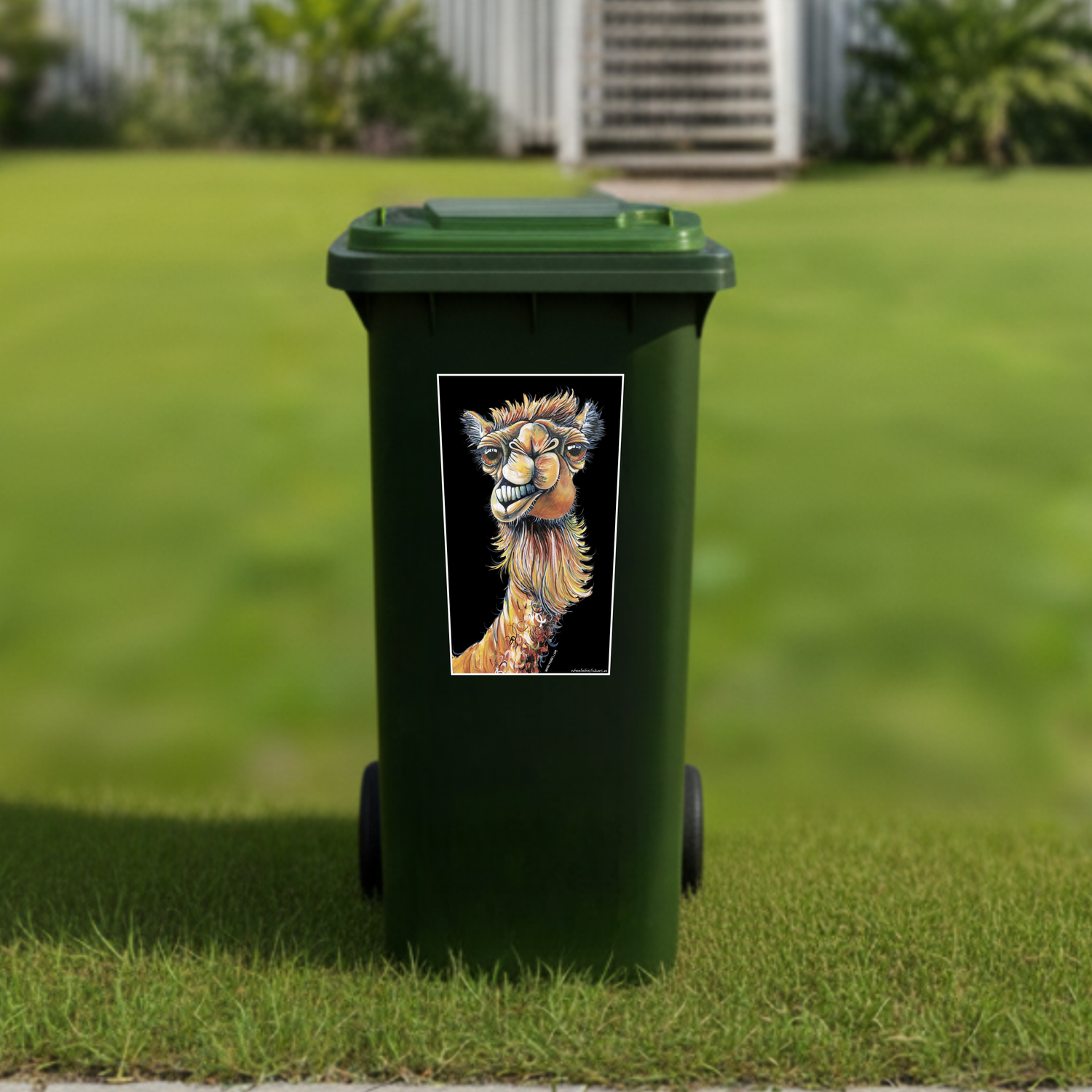 Camel wheelie bin sticker