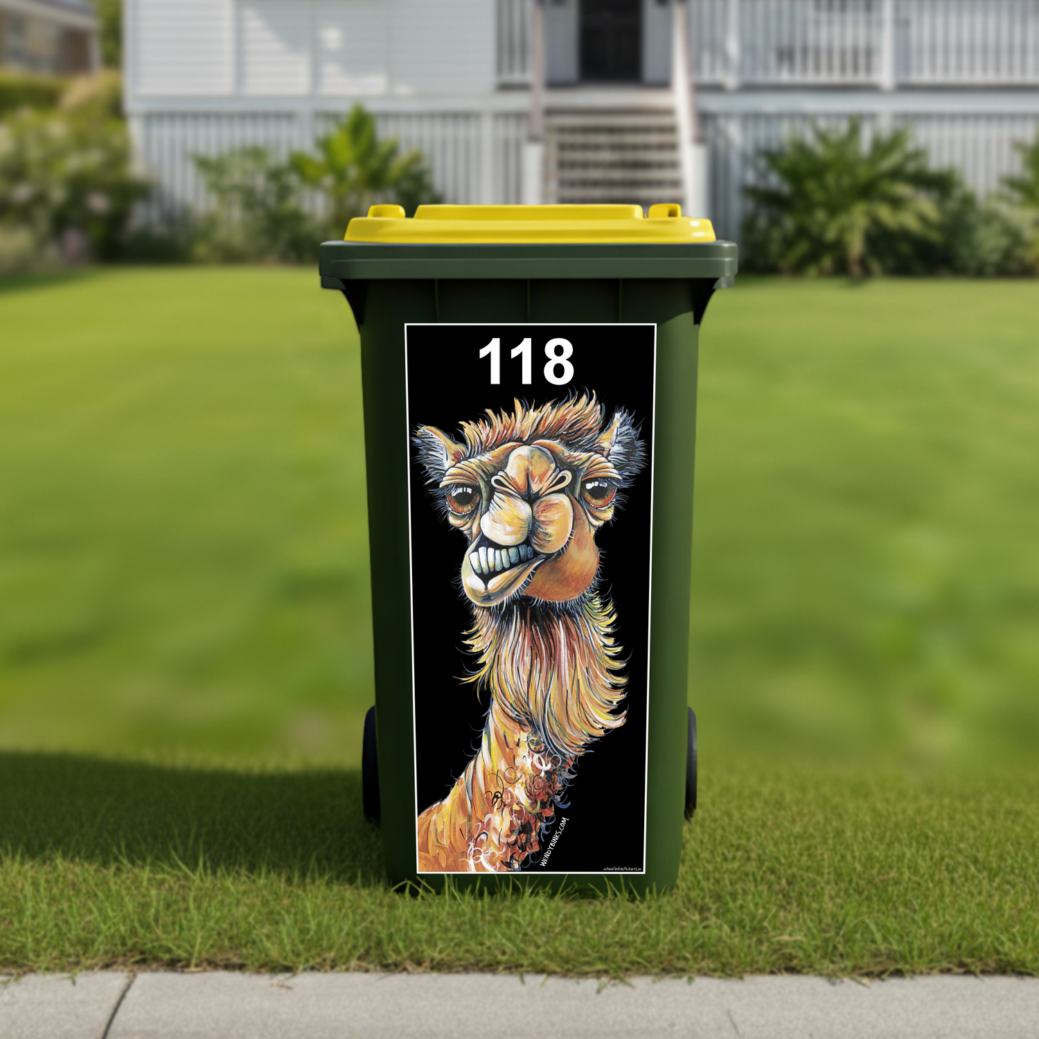 Camel wheelie bin sticker