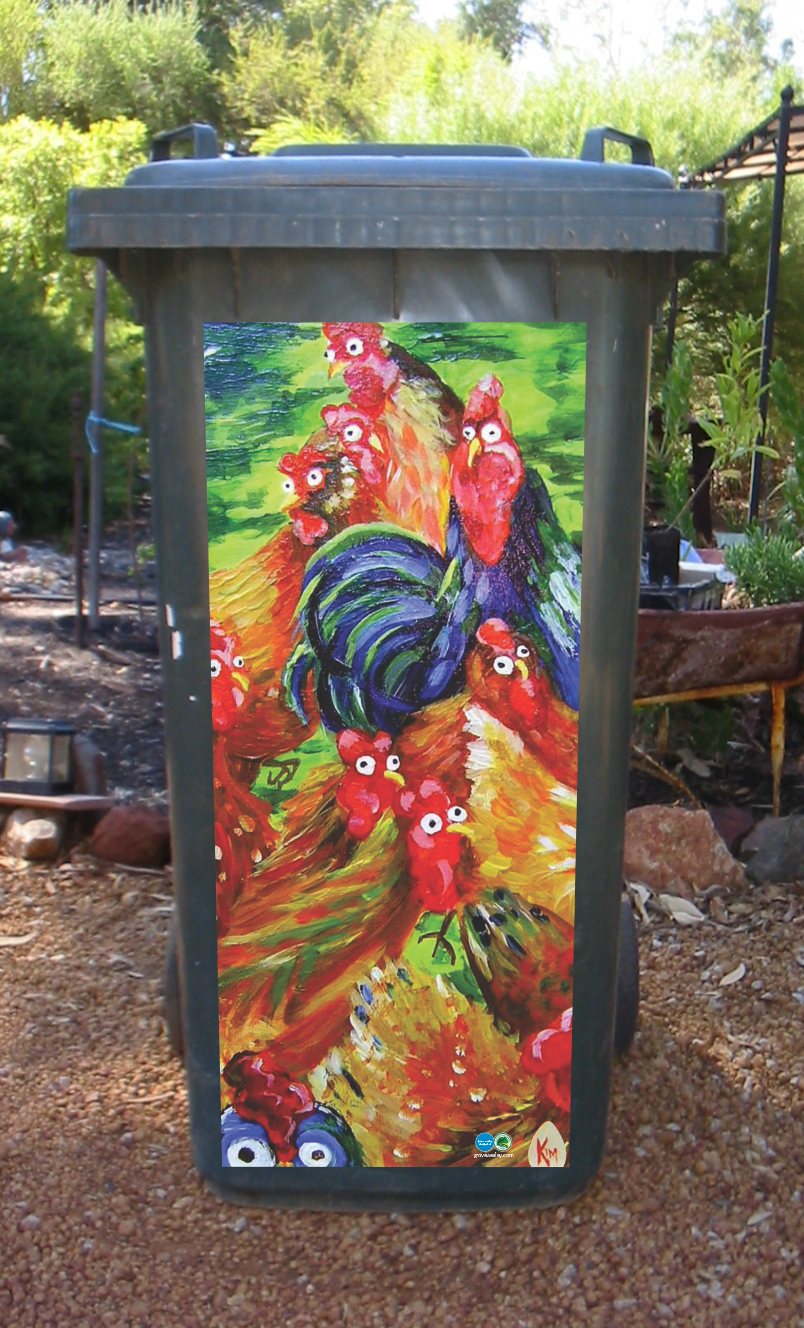 Chickens wheelie bin sticker
